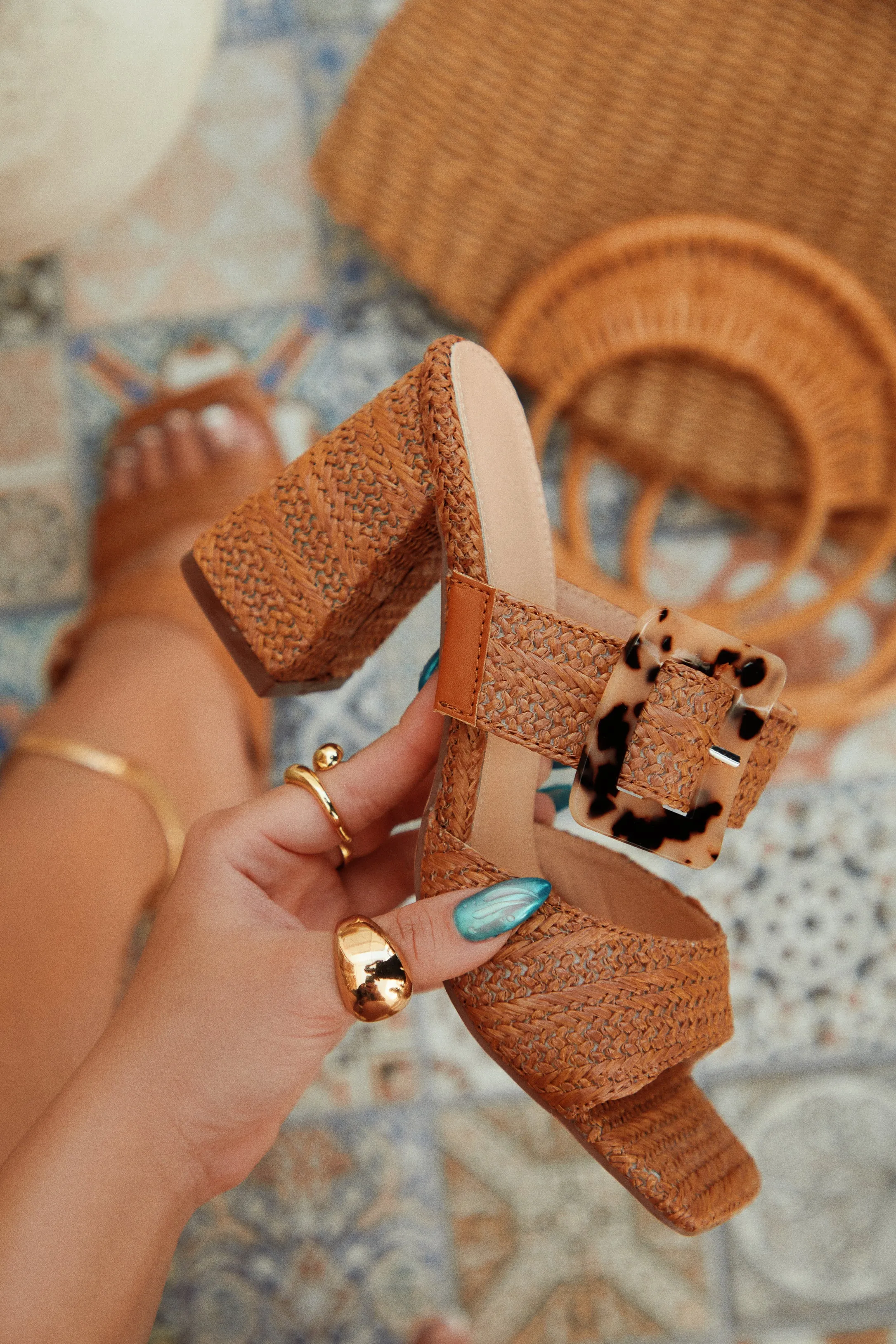 Naya Block Heel Mules - Tan sold by Miss Lola