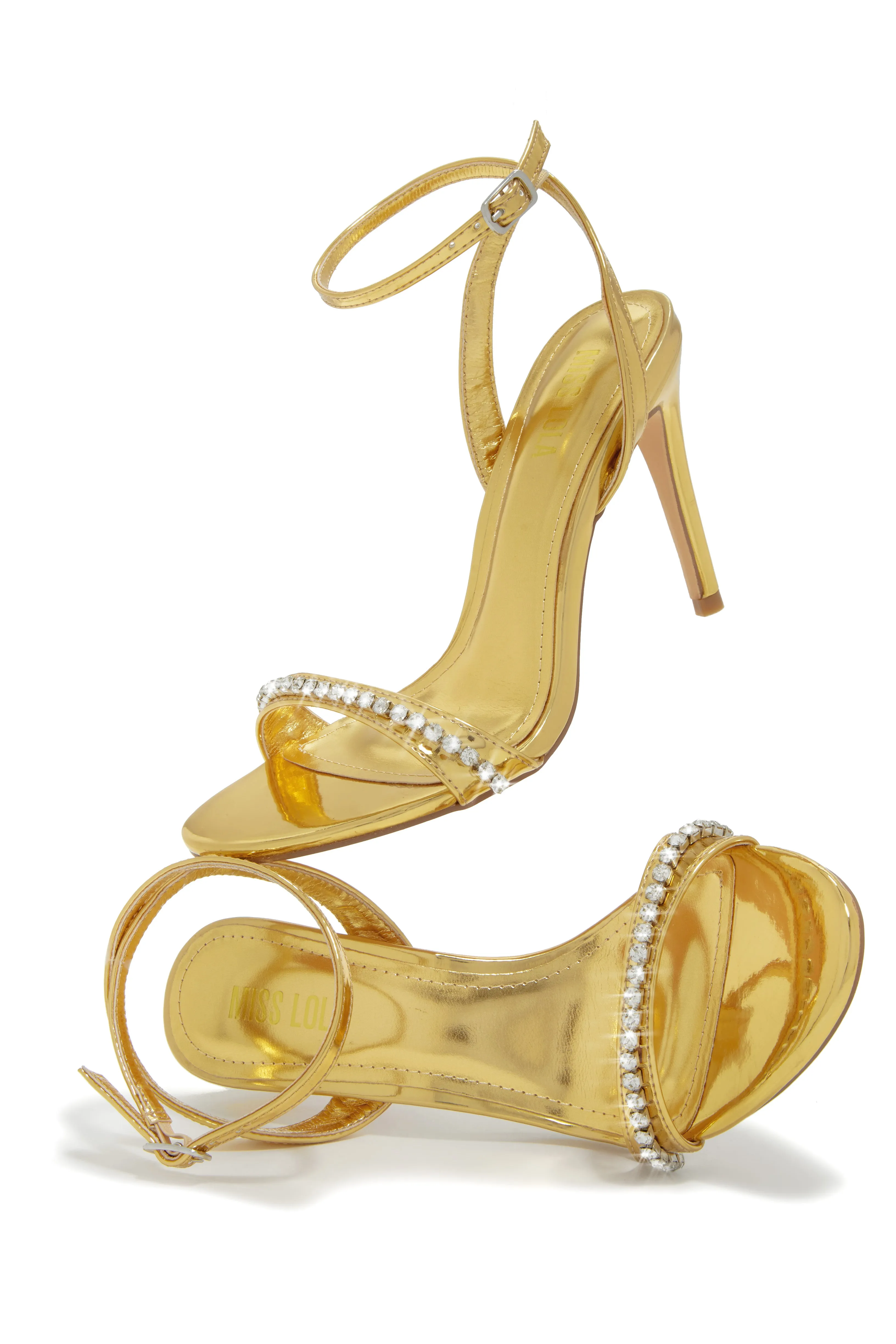 First Date Ankle Strap High Heels - Gold sold by Miss Lola product image thumbnail 3