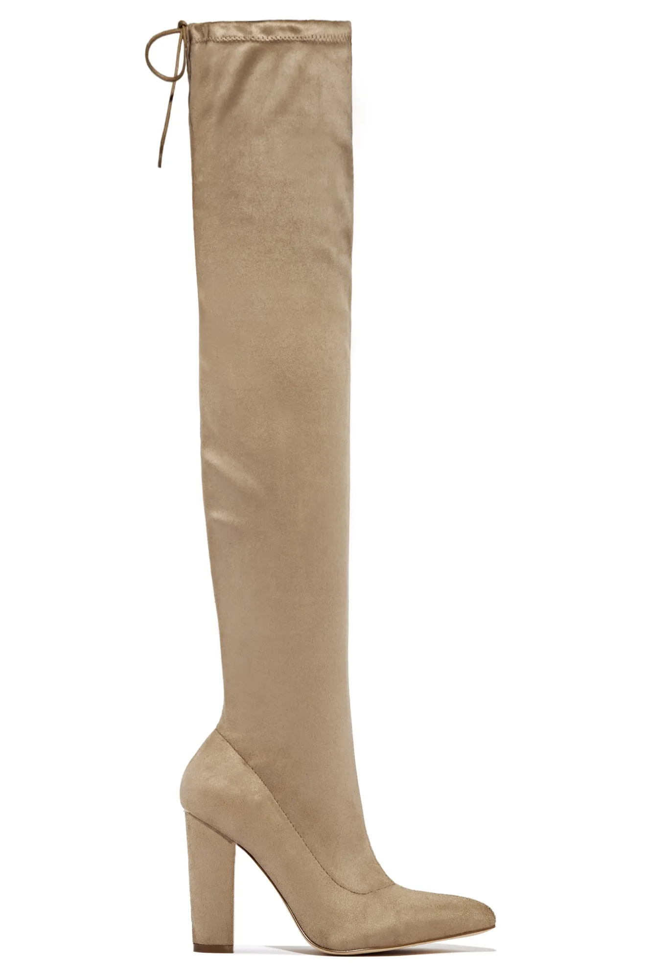 Set The Bar Over The Knee Block High Heel Boots - Taupe sold by Miss Lola product image thumbnail 5
