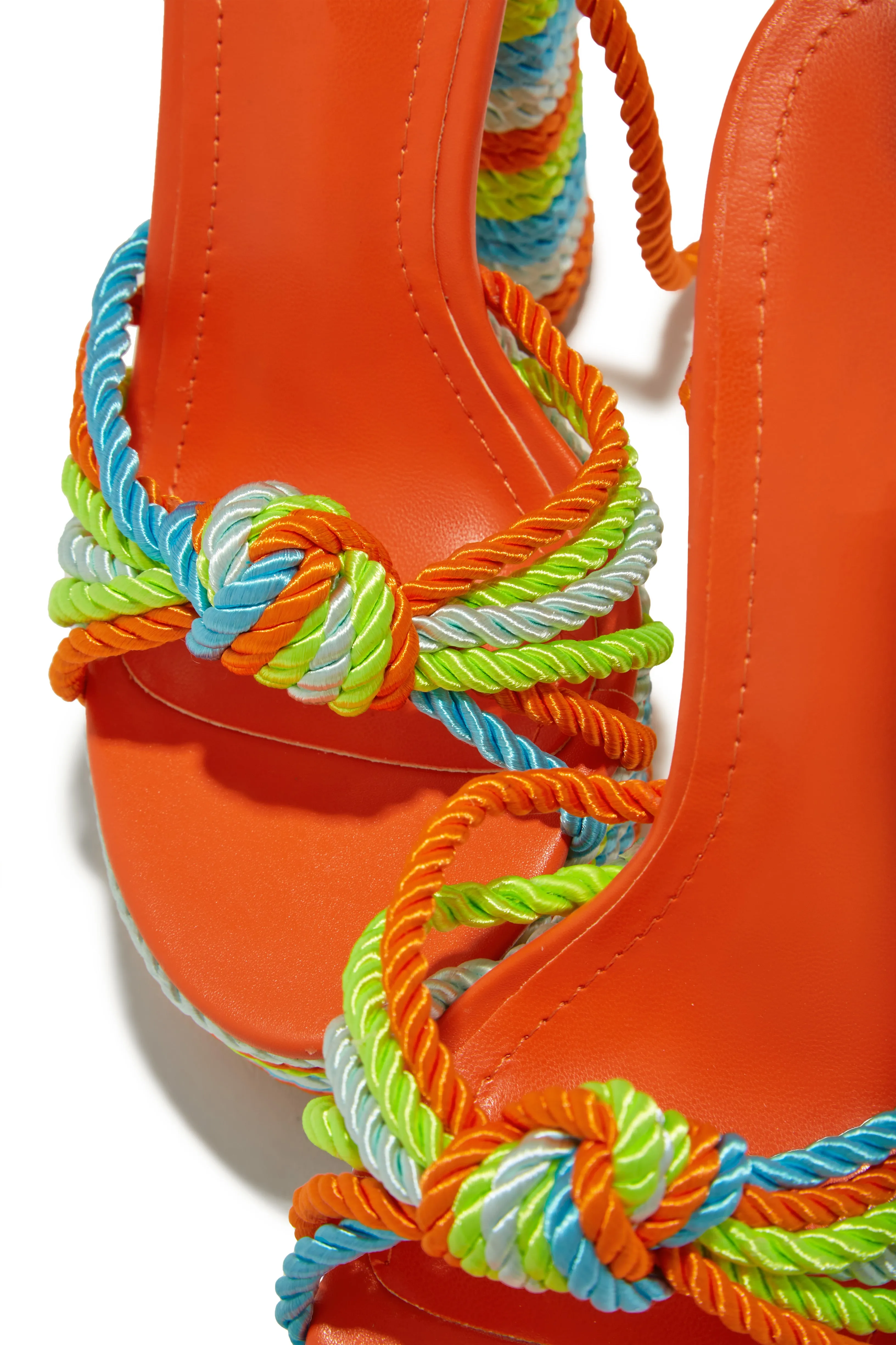 Kayden Lace Up Platform Block Heels - Orange sold by Miss Lola product image thumbnail 2