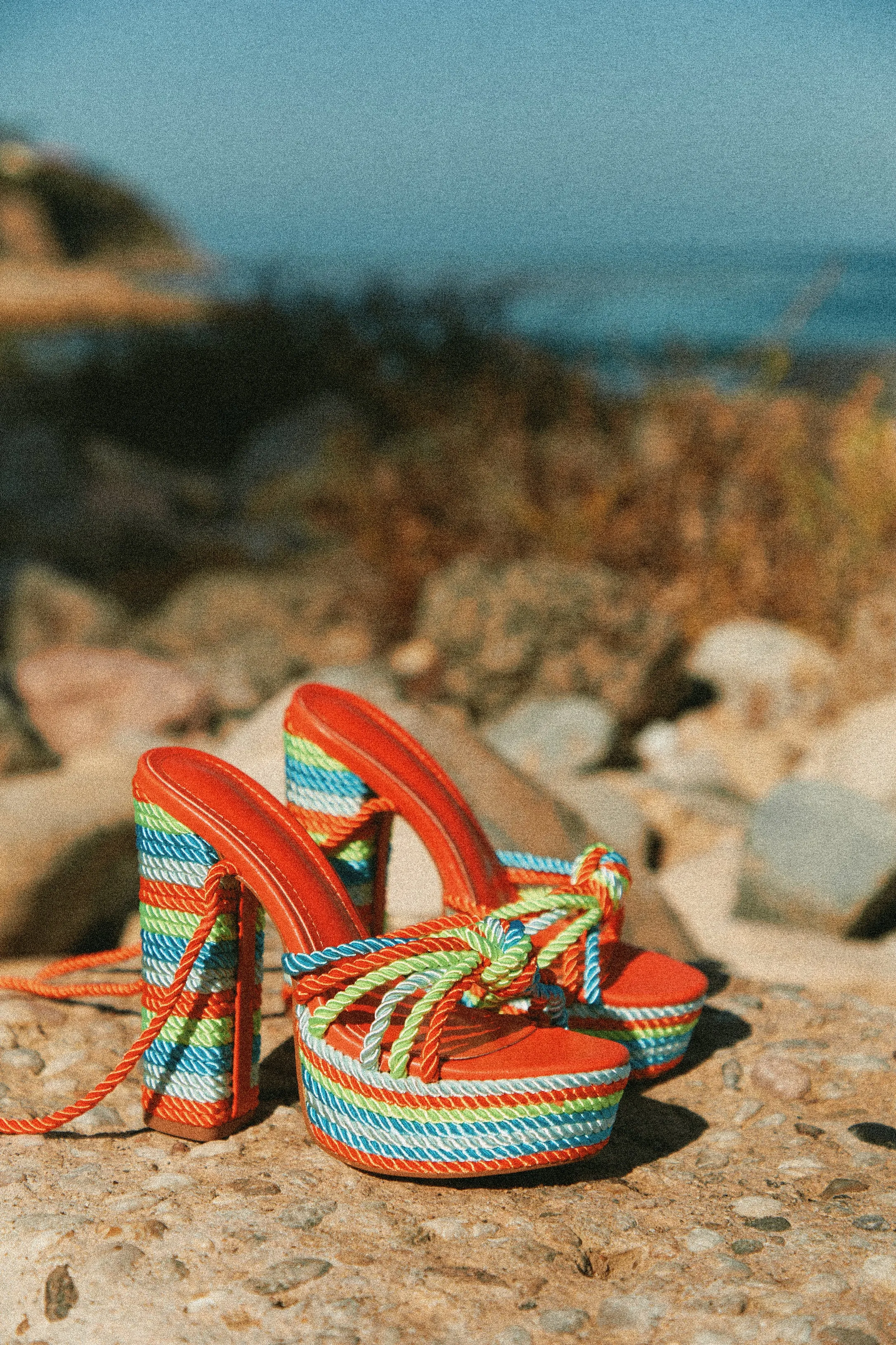 Kayden Lace Up Platform Block Heels - Orange | Parallel