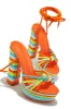 Kayden Lace Up Platform Block Heels - Orange sold by Miss Lola