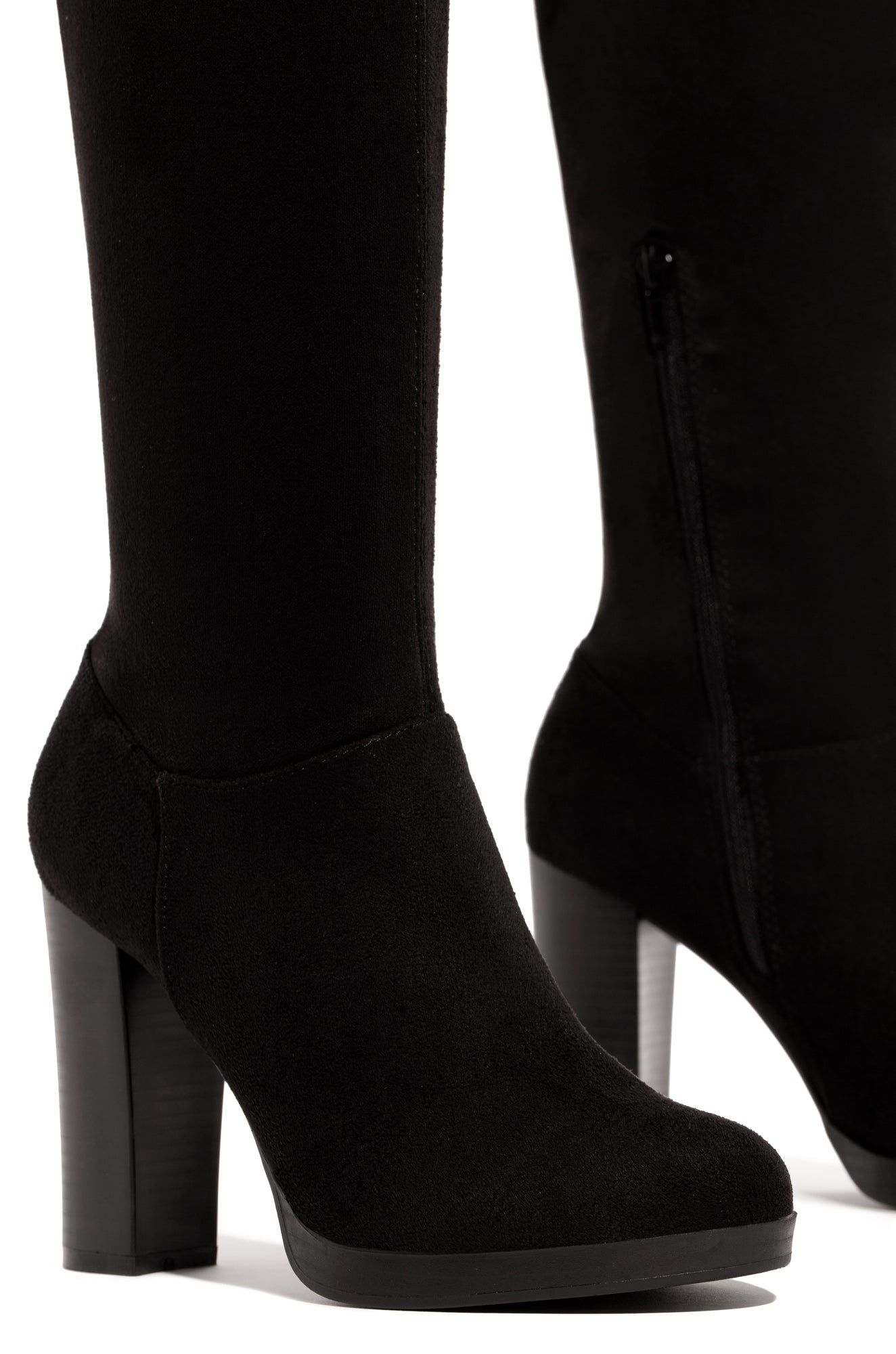 Kiss The Sky Platform Block Heel Over The Knee Boots - Black sold by Miss Lola product image thumbnail 5