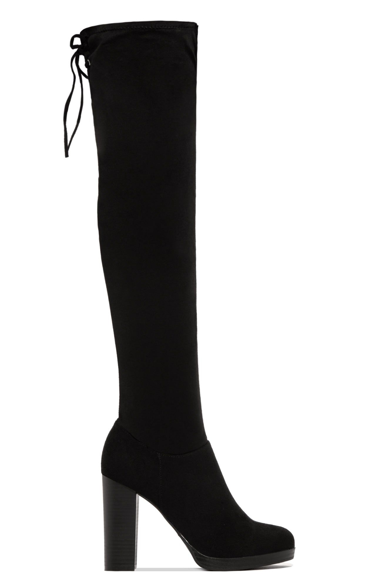 Kiss The Sky Platform Block Heel Over The Knee Boots - Black sold by Miss Lola product image thumbnail 4