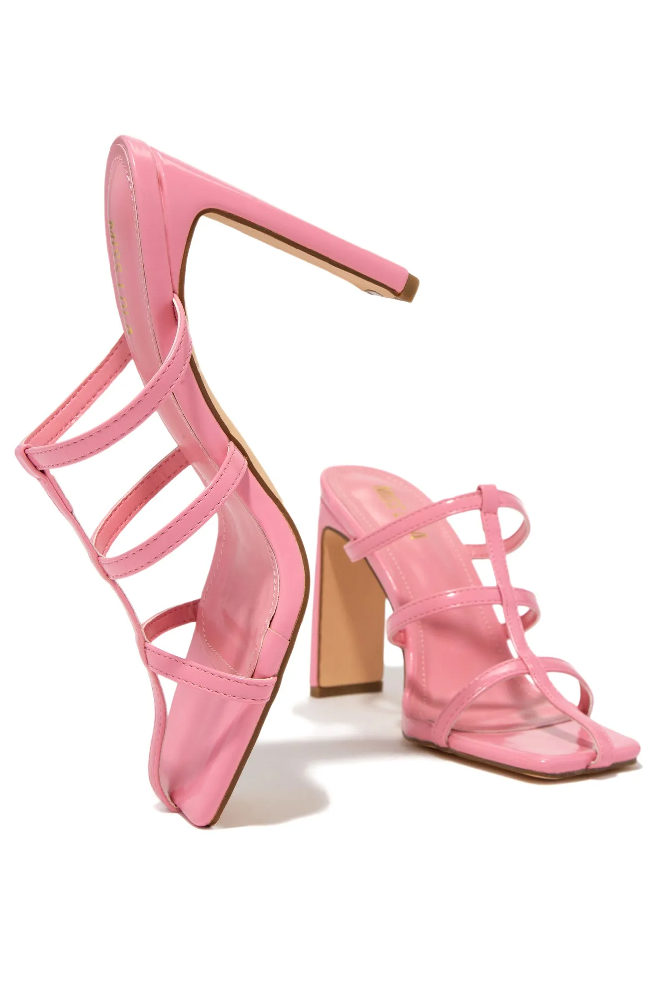 Karly Caged High Heel Mules - Pink sold by Miss Lola product image thumbnail 3