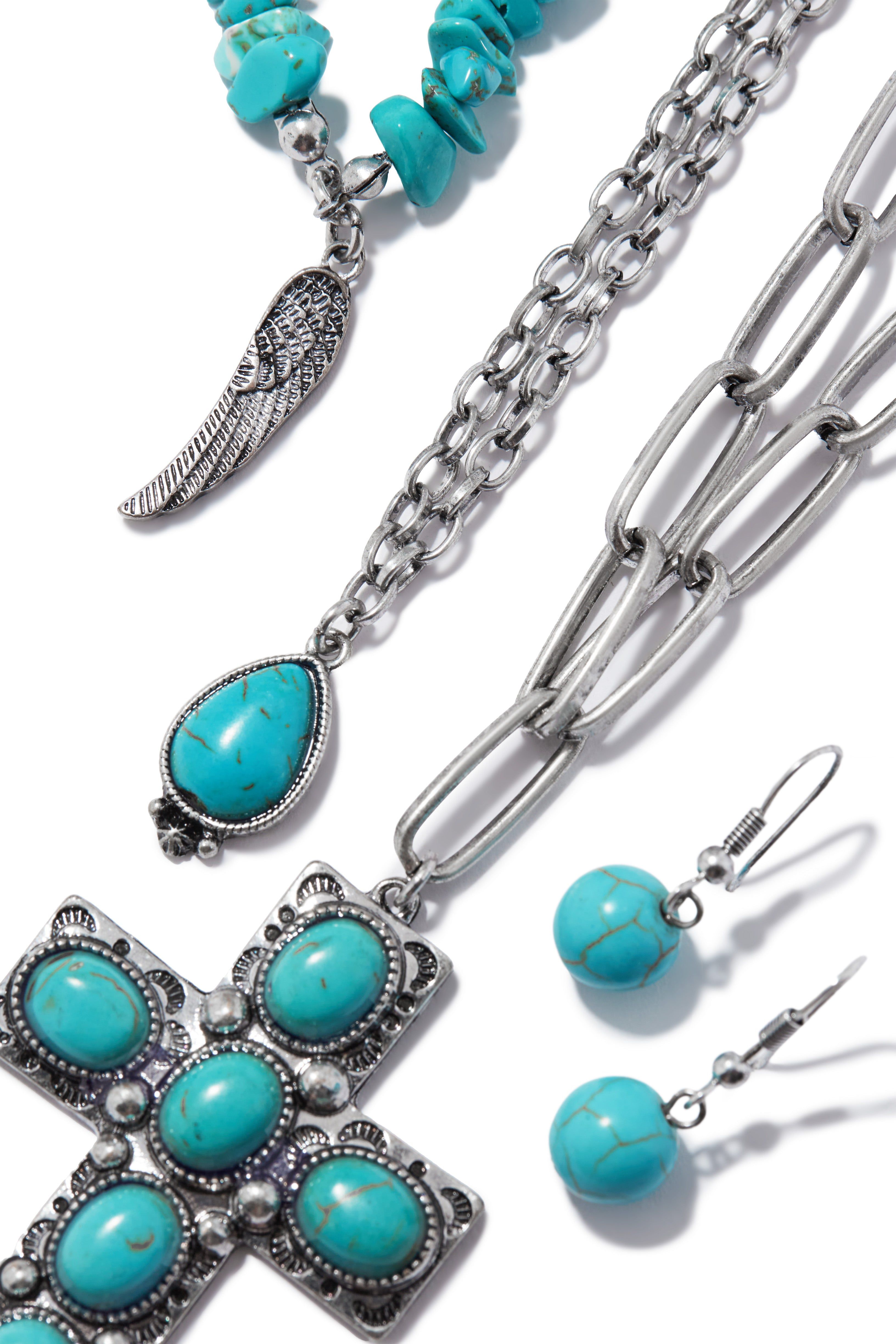 Esmeray Cross Layered Necklace - Turquoise sold by Miss Lola product image thumbnail 2