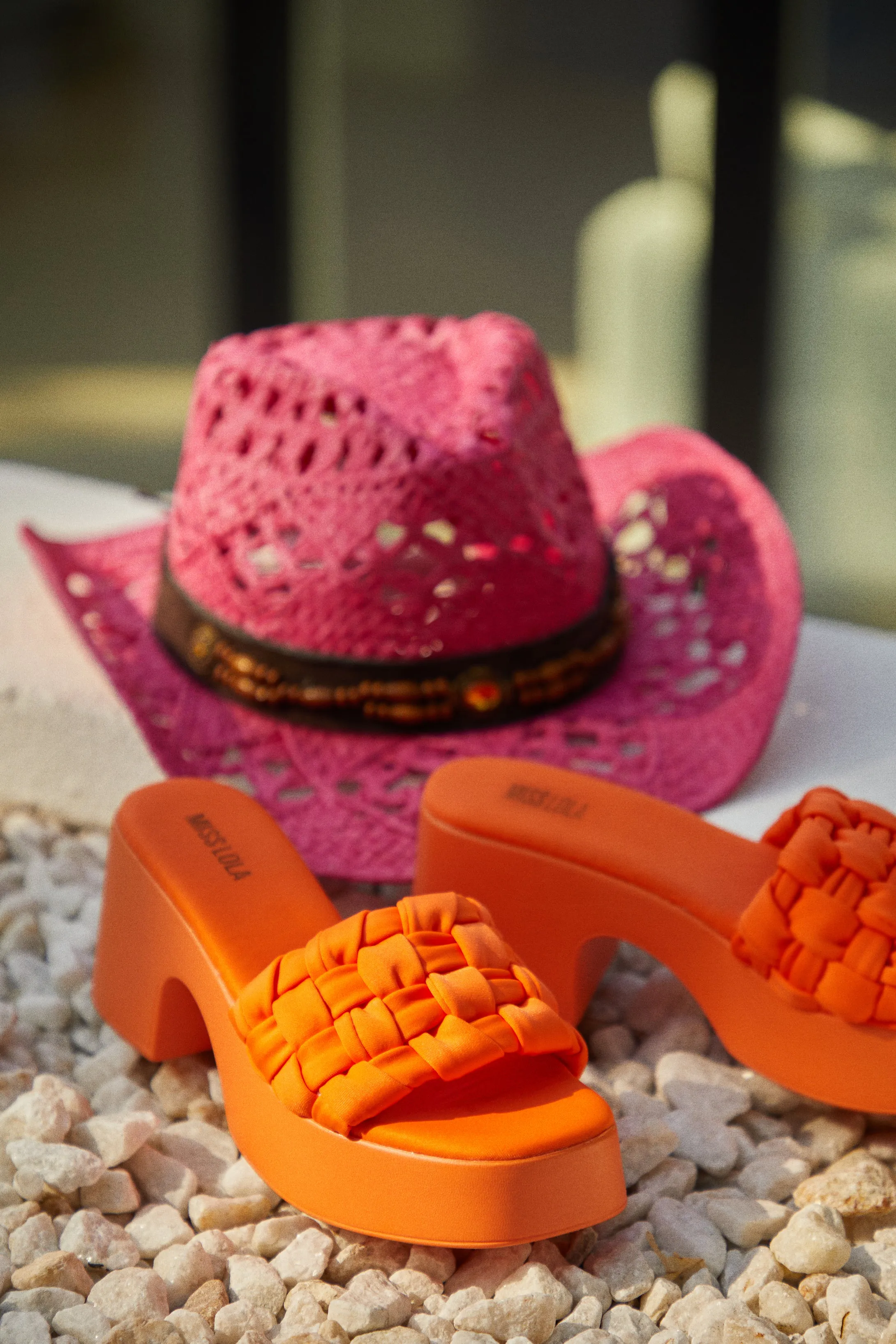 Miley Platform Block Heel Mules - Orange sold by Miss Lola product image thumbnail 2