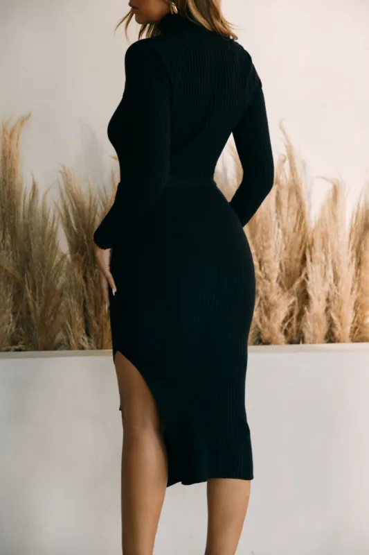 Janessa Turtle Neck Midi Dress - Black sold by Miss Lola