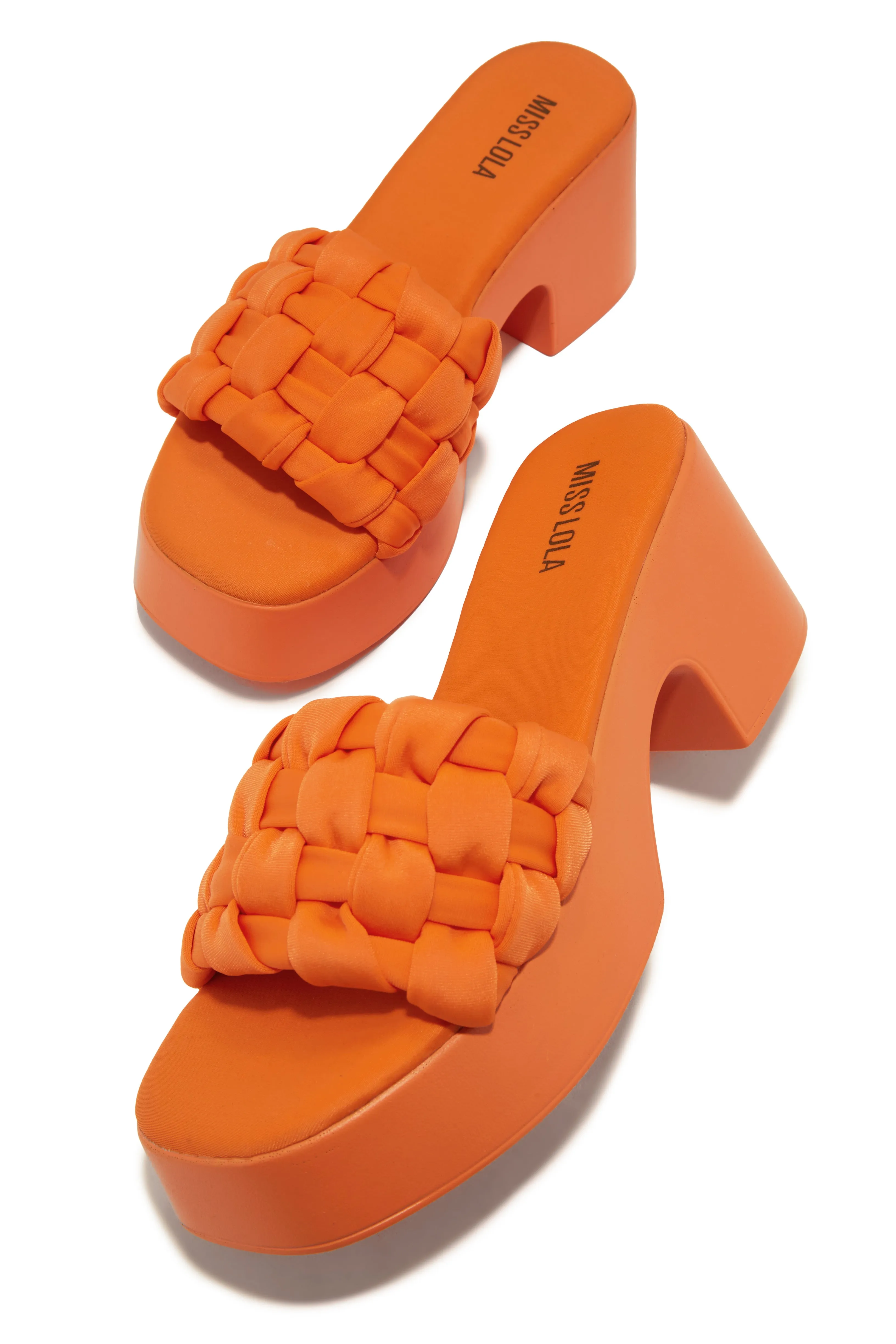 Miley Platform Block Heel Mules - Orange sold by Miss Lola product image thumbnail 3