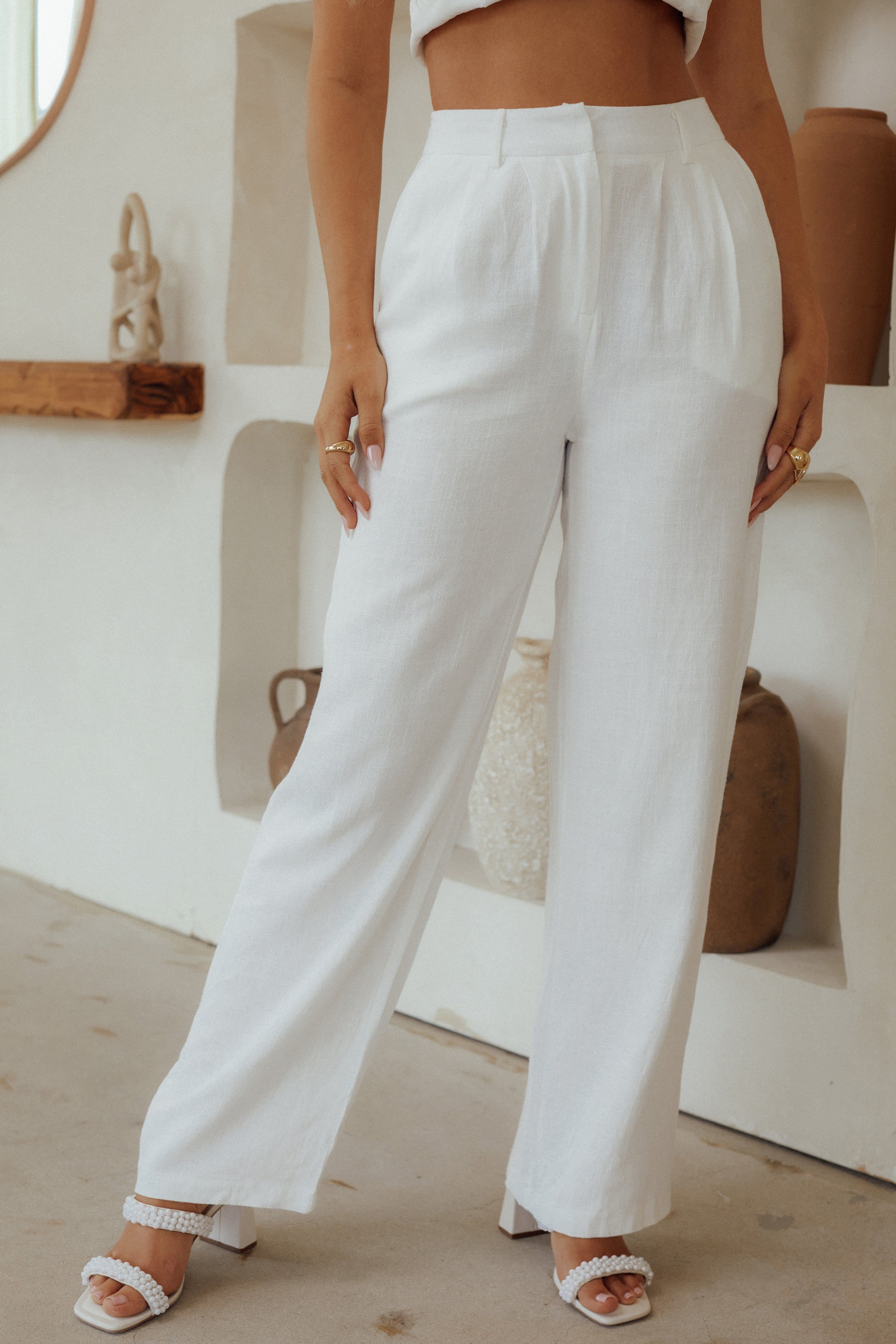 Ciandra High Waist Straight Leg Pant - White sold by Miss Lola product image thumbnail 2