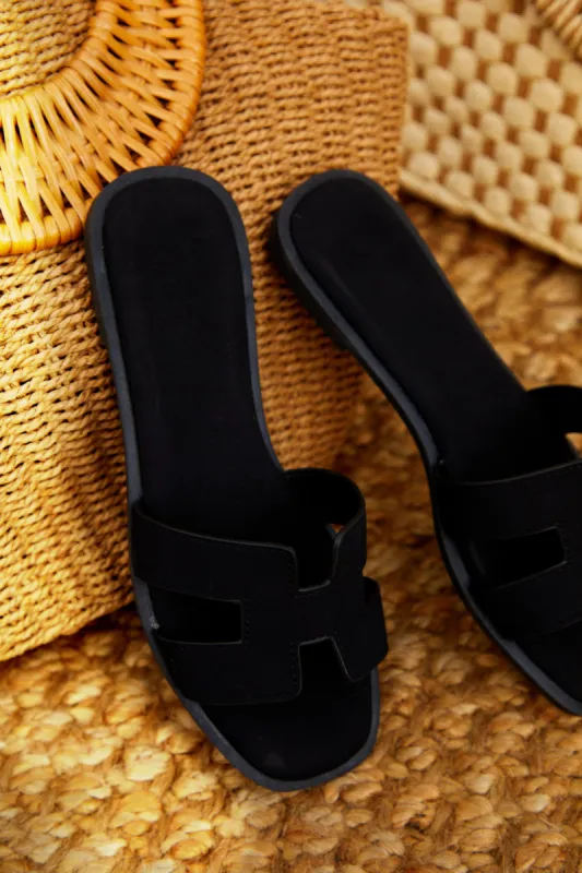 Zoe Slip On Sandals - Black sold by Miss Lola