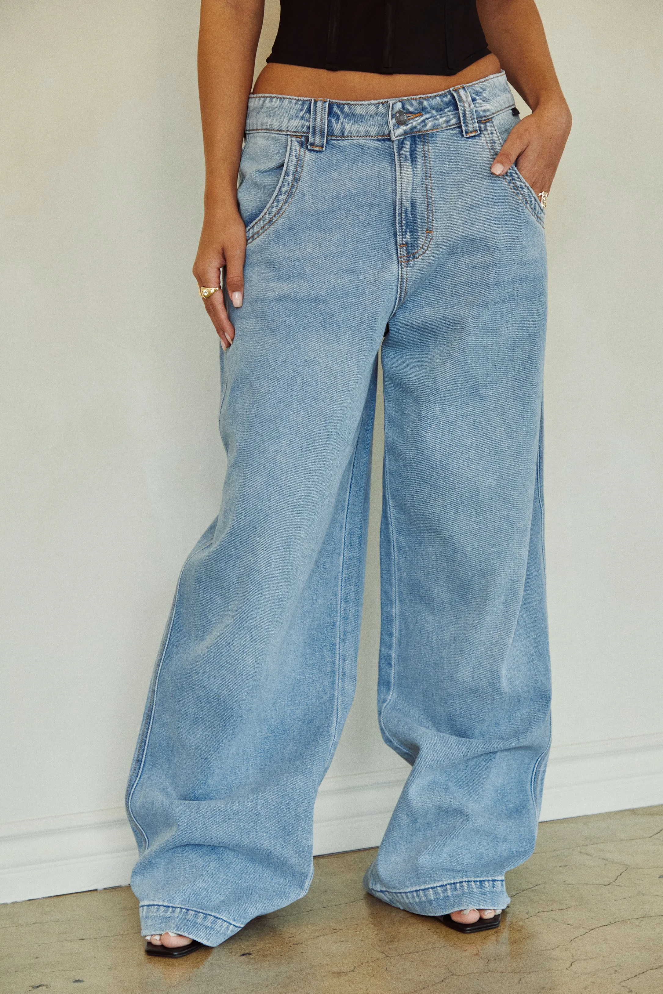 Lucca Wide Leg Pant - Denim sold by Miss Lola