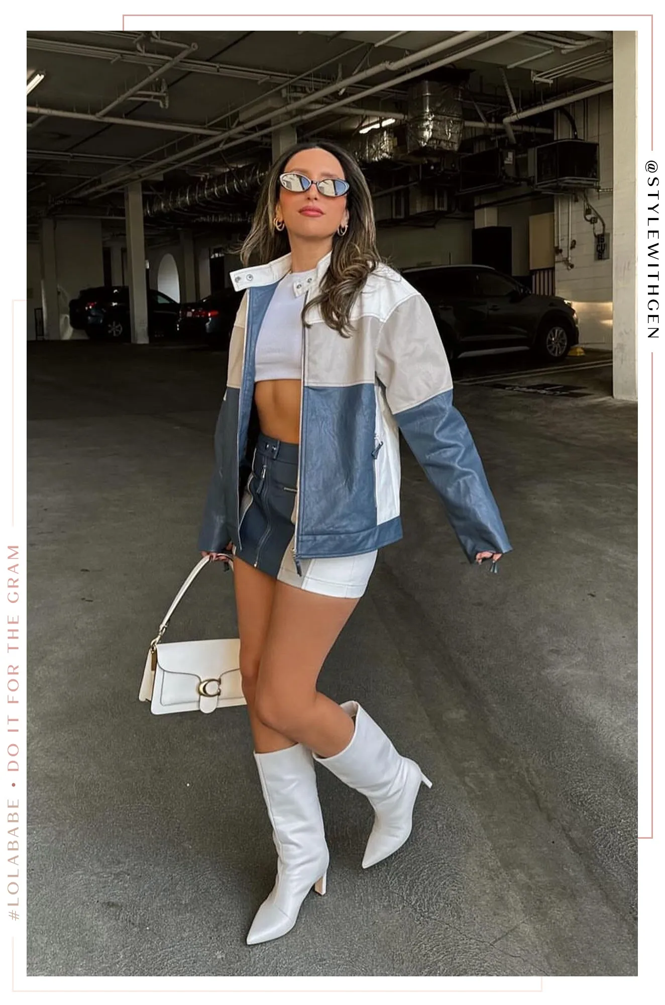 Tyra PU Moto Jacket - Blue Multi sold by Miss Lola product image thumbnail 4