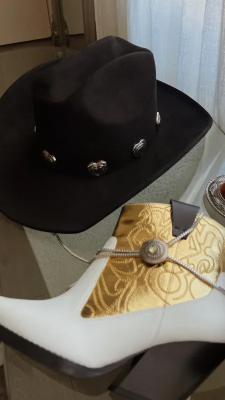 Heartbreaker Heart Pendants Cowgirl Hat - Black sold by Miss Lola