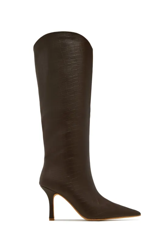 Shyla Knee High Boots - Brown sold by Miss Lola