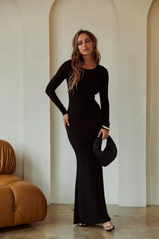 Kayri Long Sleeve Knit Dress - Black sold by Miss Lola