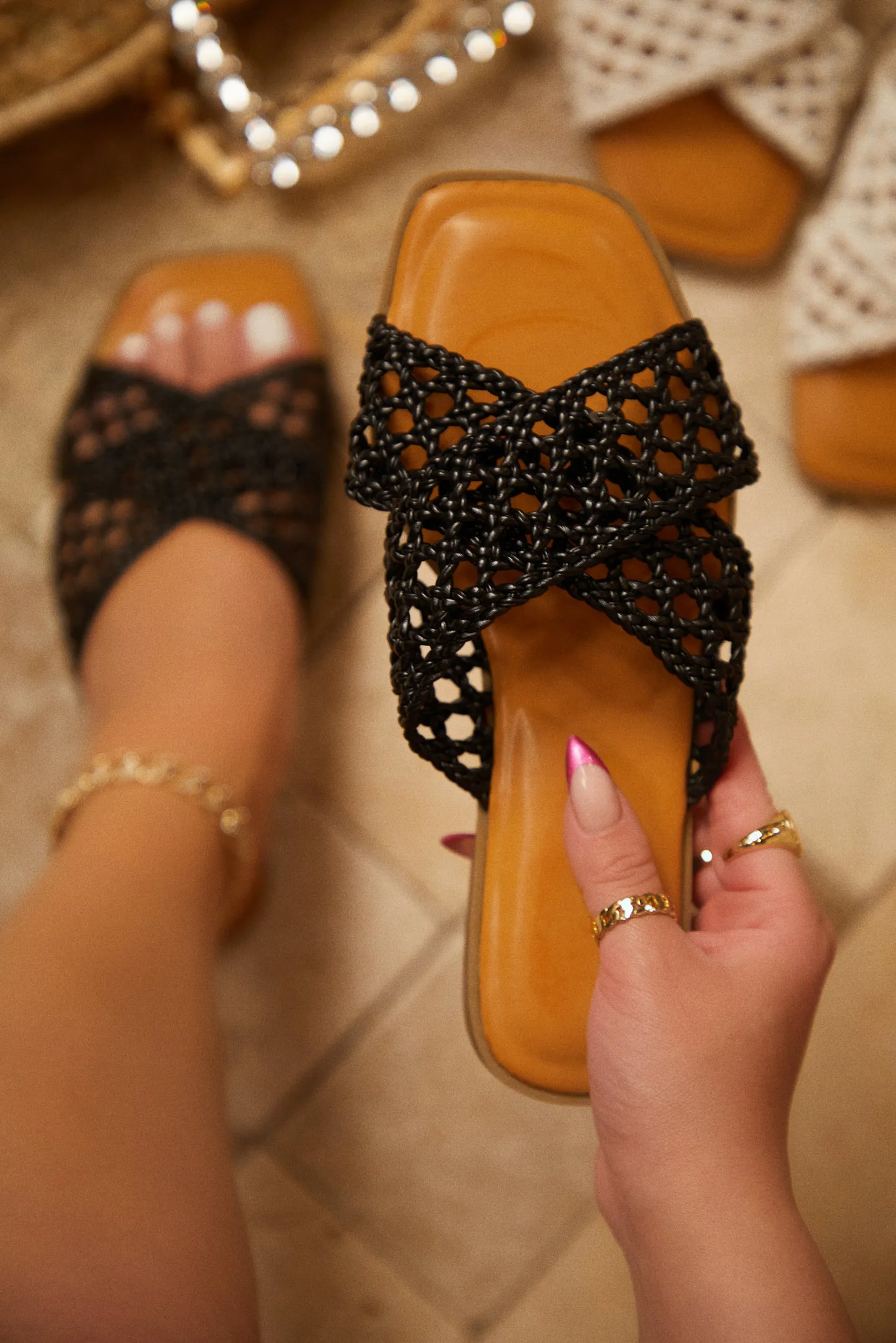 Beachside Slip On Sandals - Black sold by Miss Lola