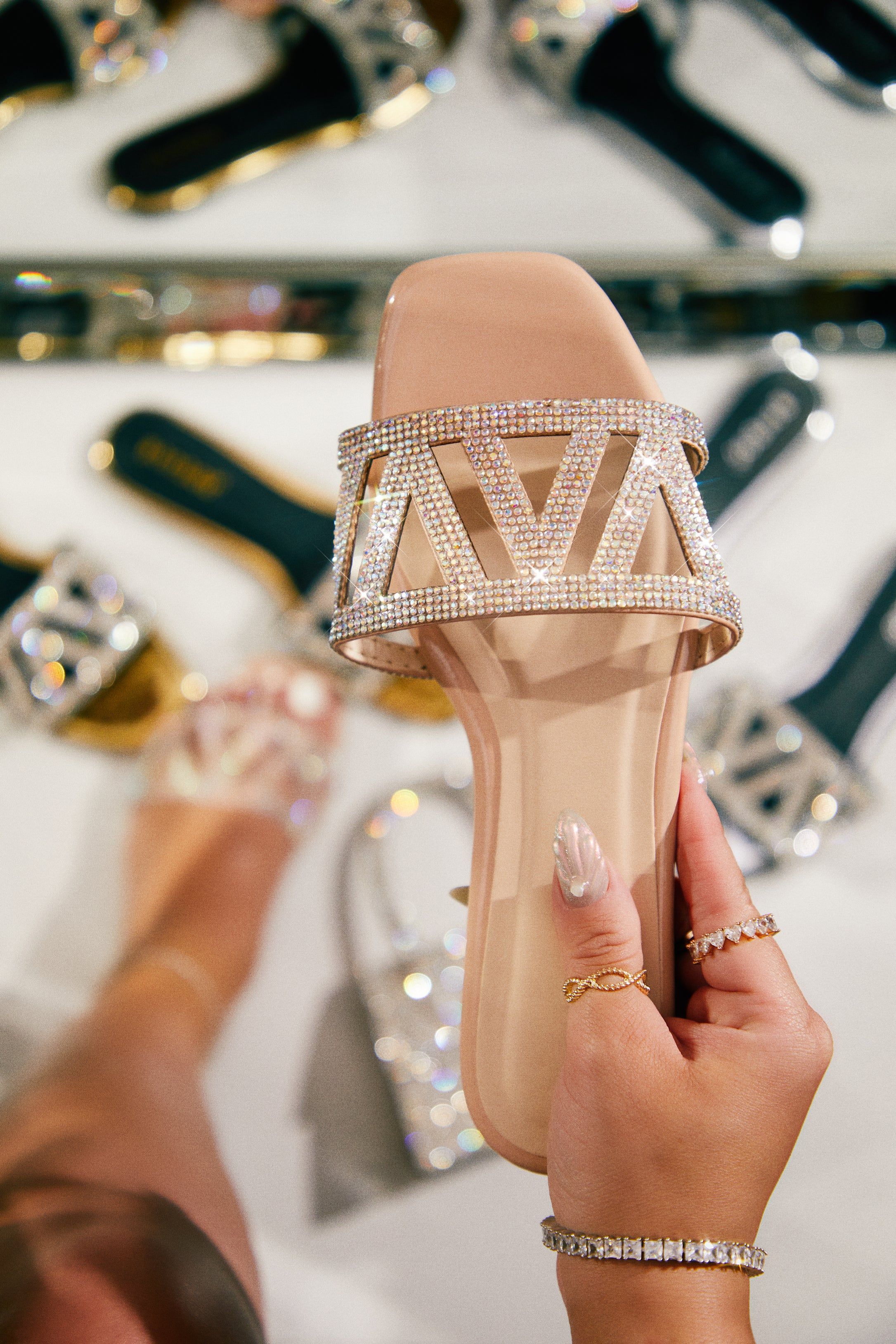 Bora Bora Dreams Embellished Slip On Sandals - Nude sold by Miss Lola