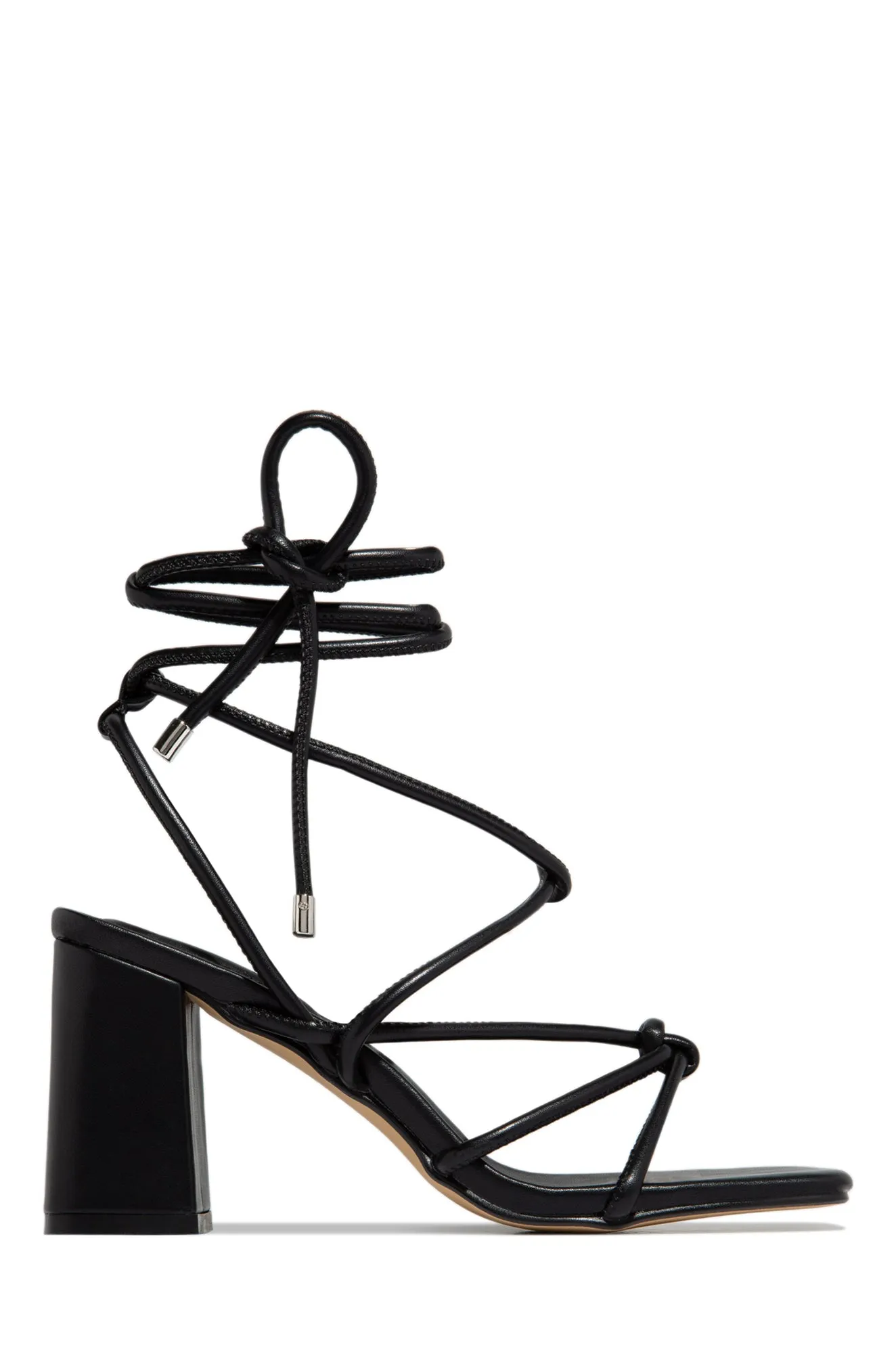 Zavey Lace Up Block Heels - Black sold by Miss Lola product image thumbnail 2
