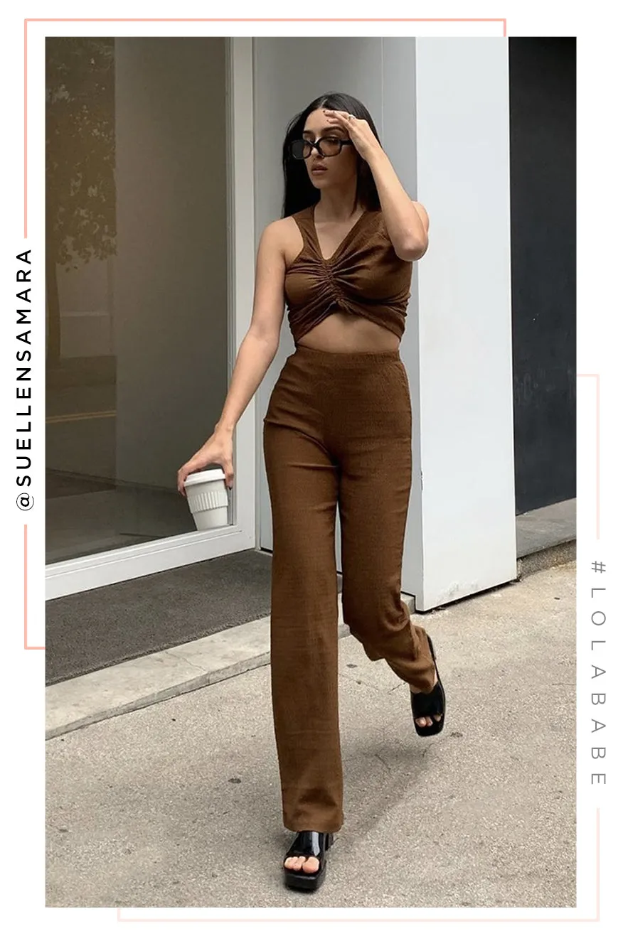 Tulum Villa Ruched Sleeveless Top - Mocha sold by Miss Lola product image thumbnail 2