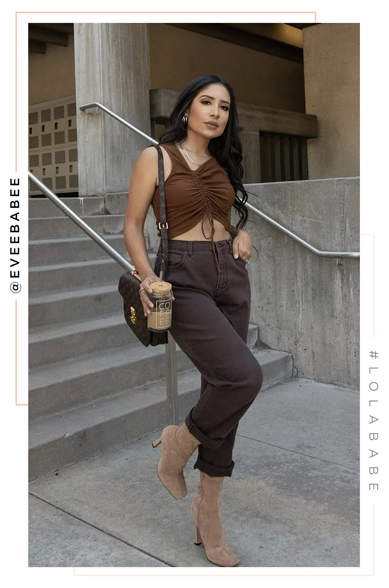 Tulum Villa Ruched Sleeveless Top - Mocha sold by Miss Lola product image thumbnail 3