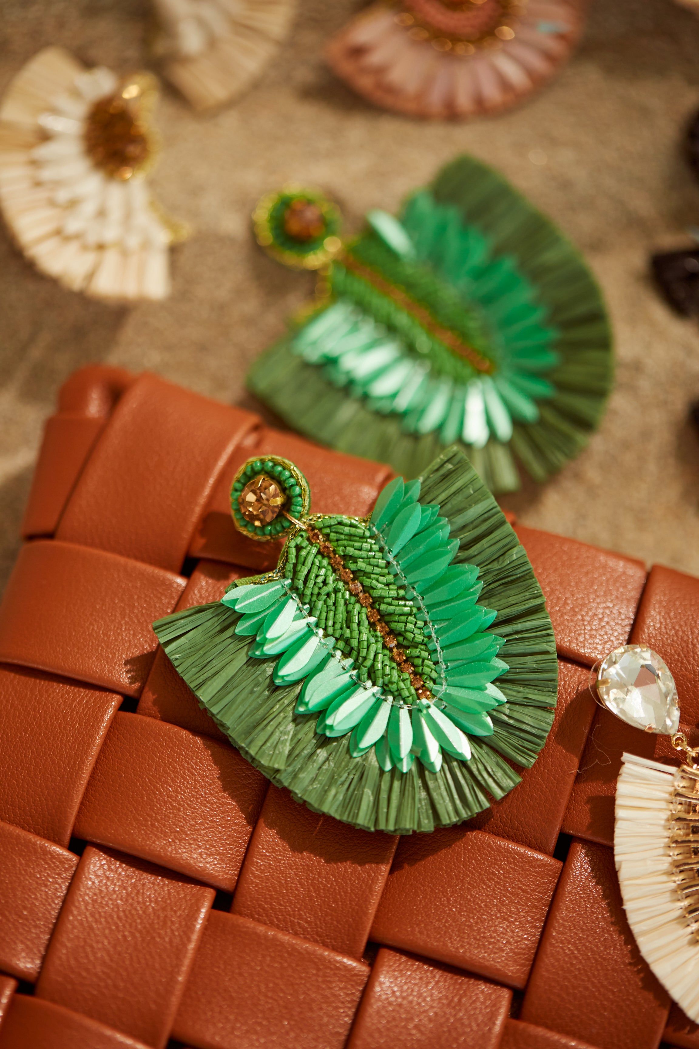 Tahiti Trips Statement Fringe Earrings - Green sold by Miss Lola product image thumbnail 2