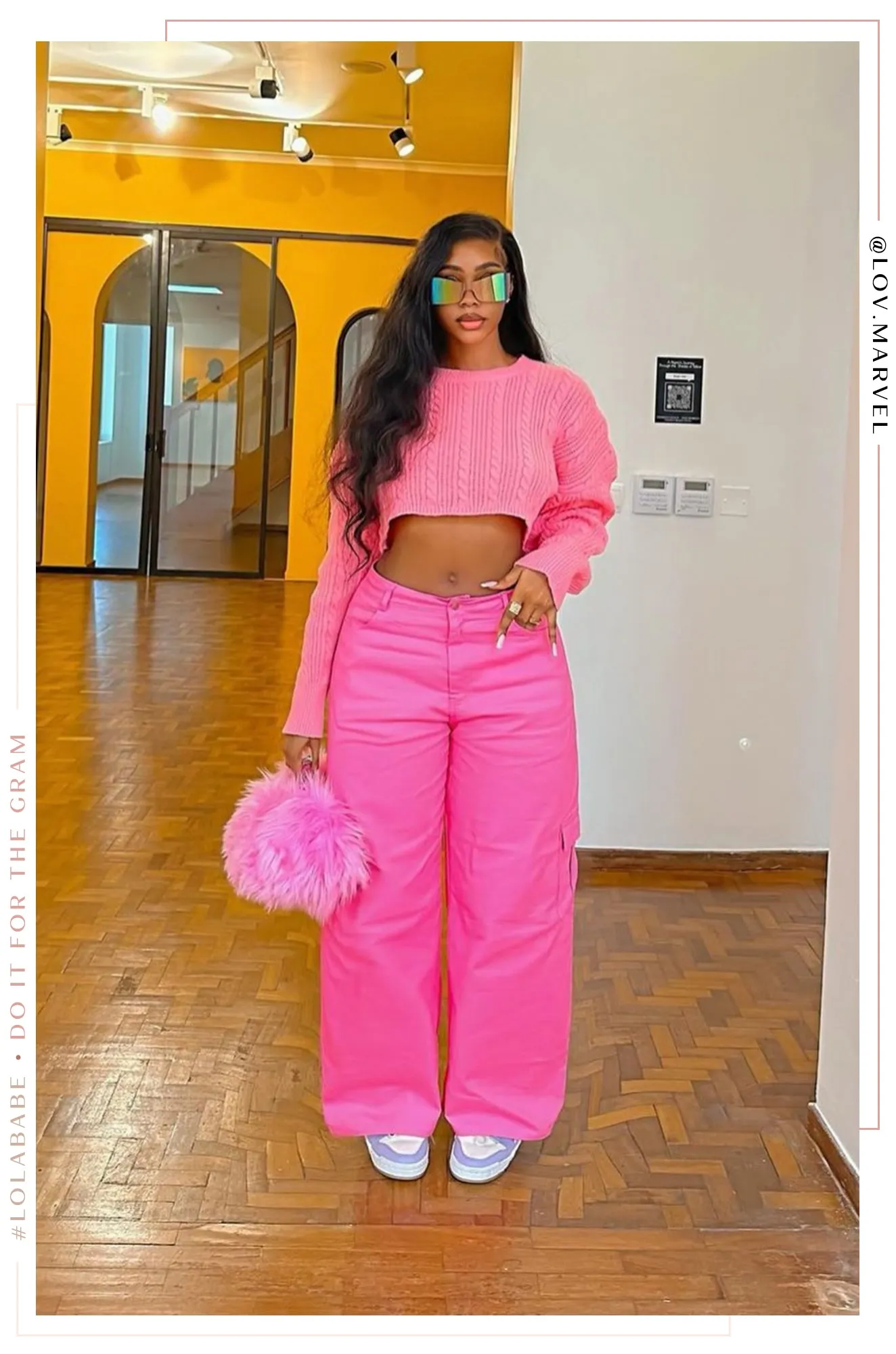 Alania High Waist Denim Cargos - Pink sold by Miss Lola product image thumbnail 2