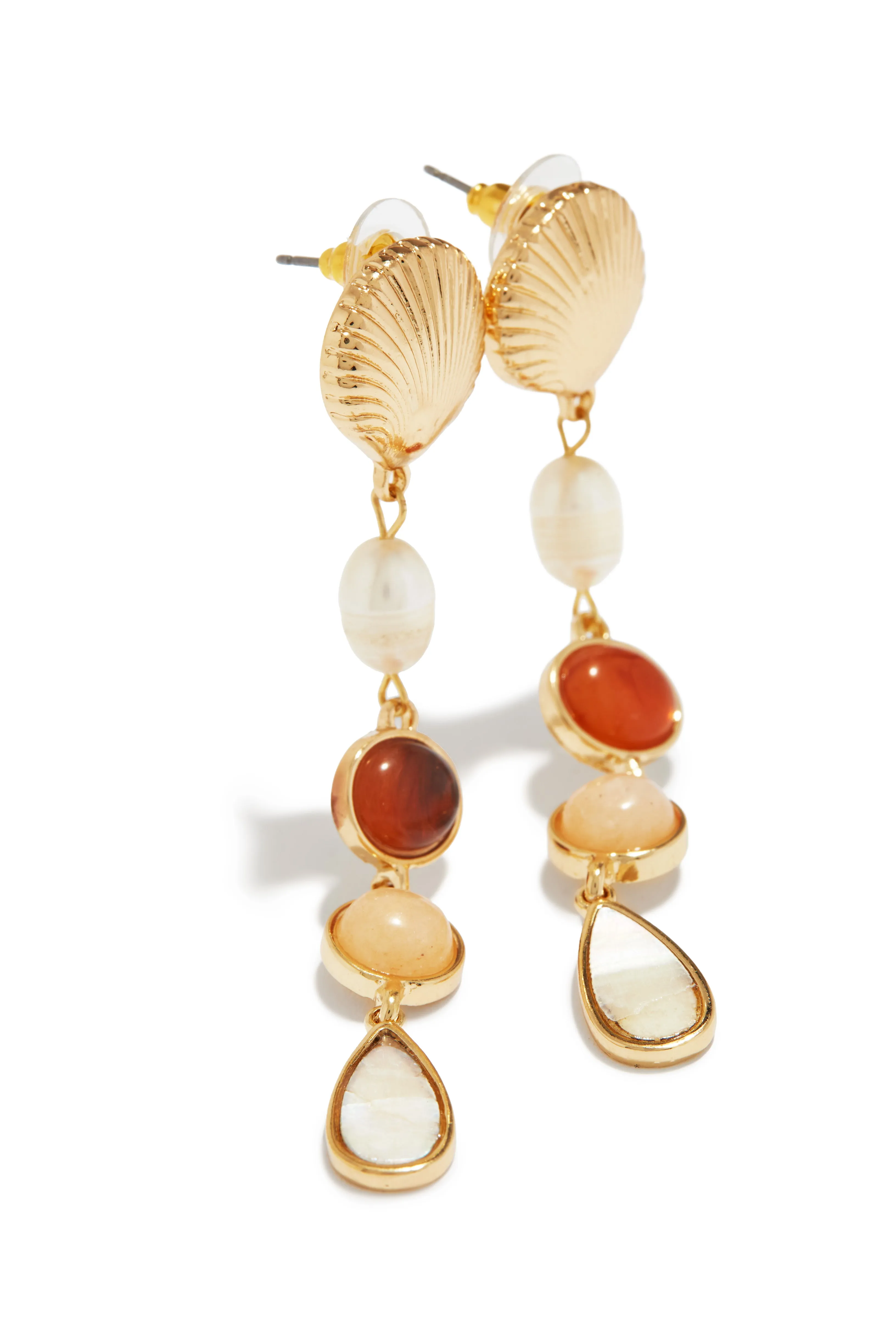 Isla Paraiso Multi Stone Dangle Earring - Peach Multi sold by Miss Lola product image thumbnail 2