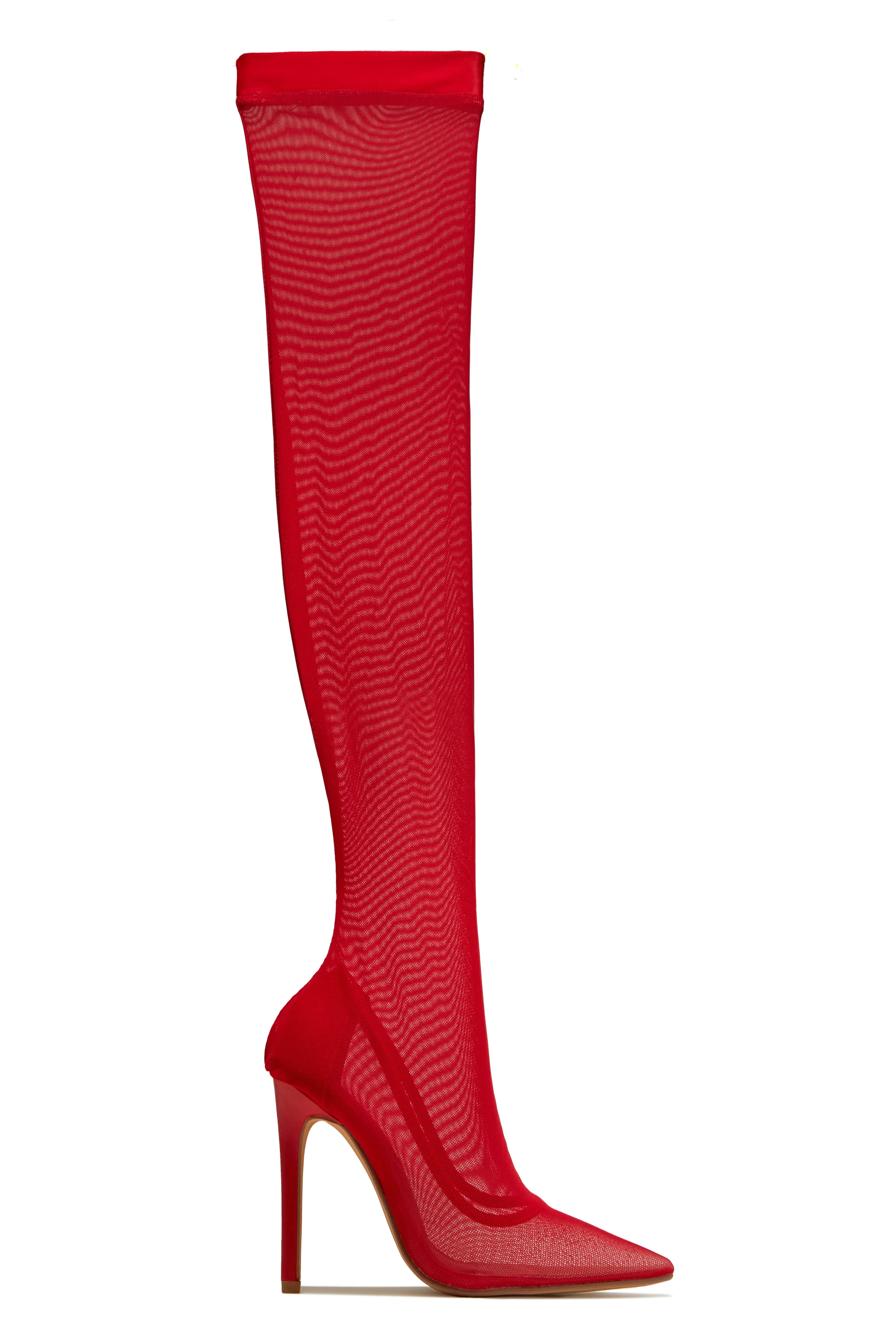 Timeless Allure Over The Knee High Heel Boots - Red sold by Miss Lola