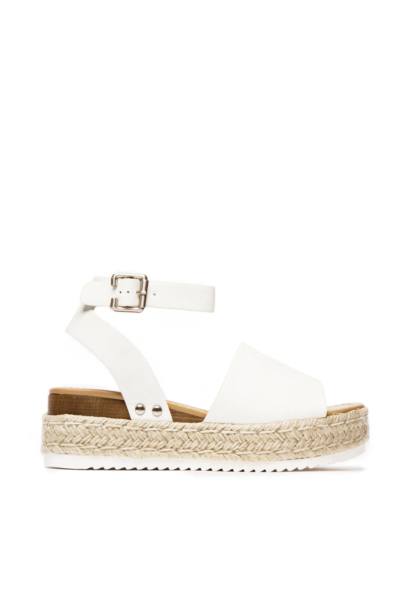 Voyage Platform Espadrille Sandals - White sold by Miss Lola