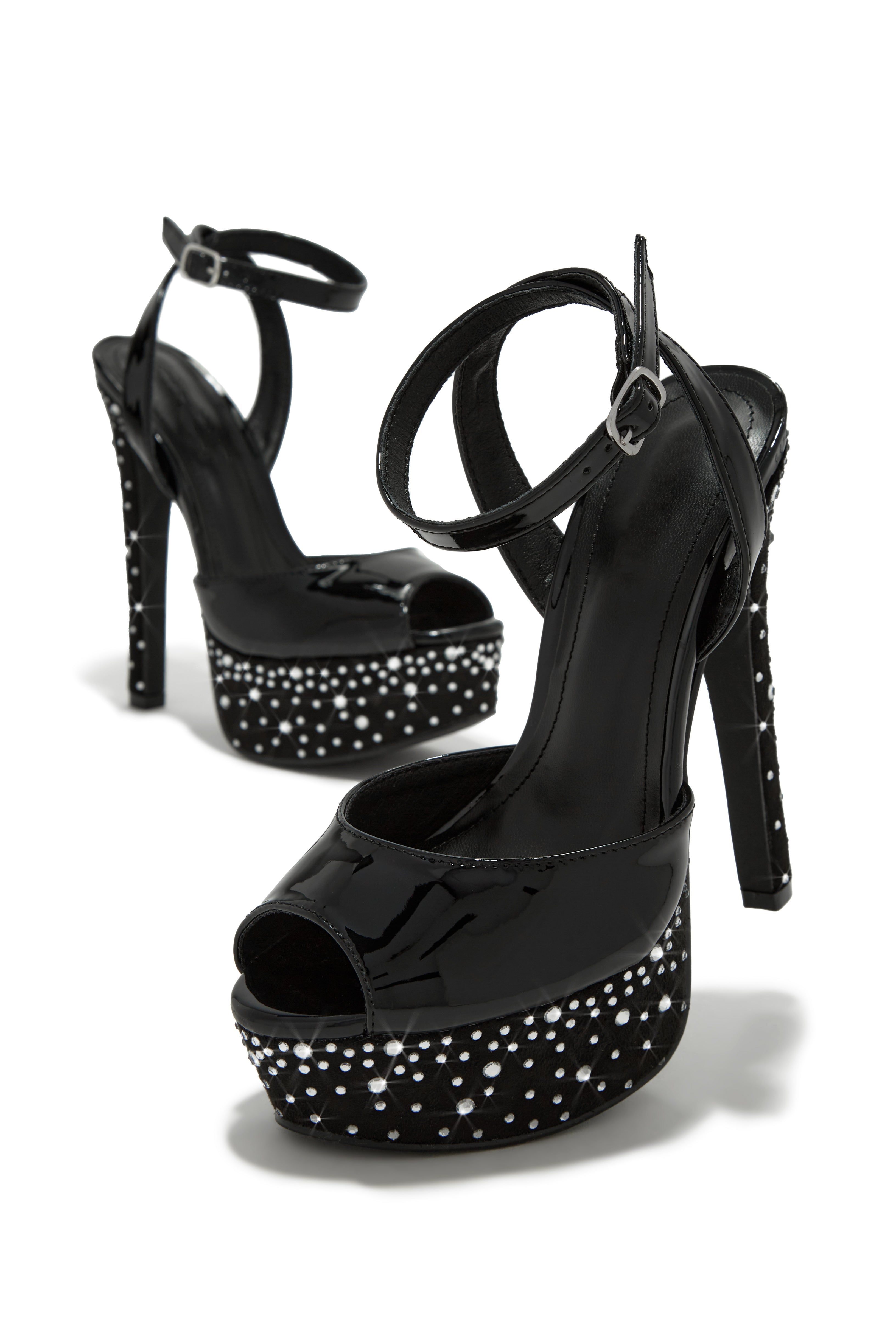 Obsessed With Me Embellished Platform High Heels - Black sold by Miss Lola product image thumbnail 2