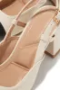 Irene Slingback Block Mid Heels - Ivory sold by Miss Lola