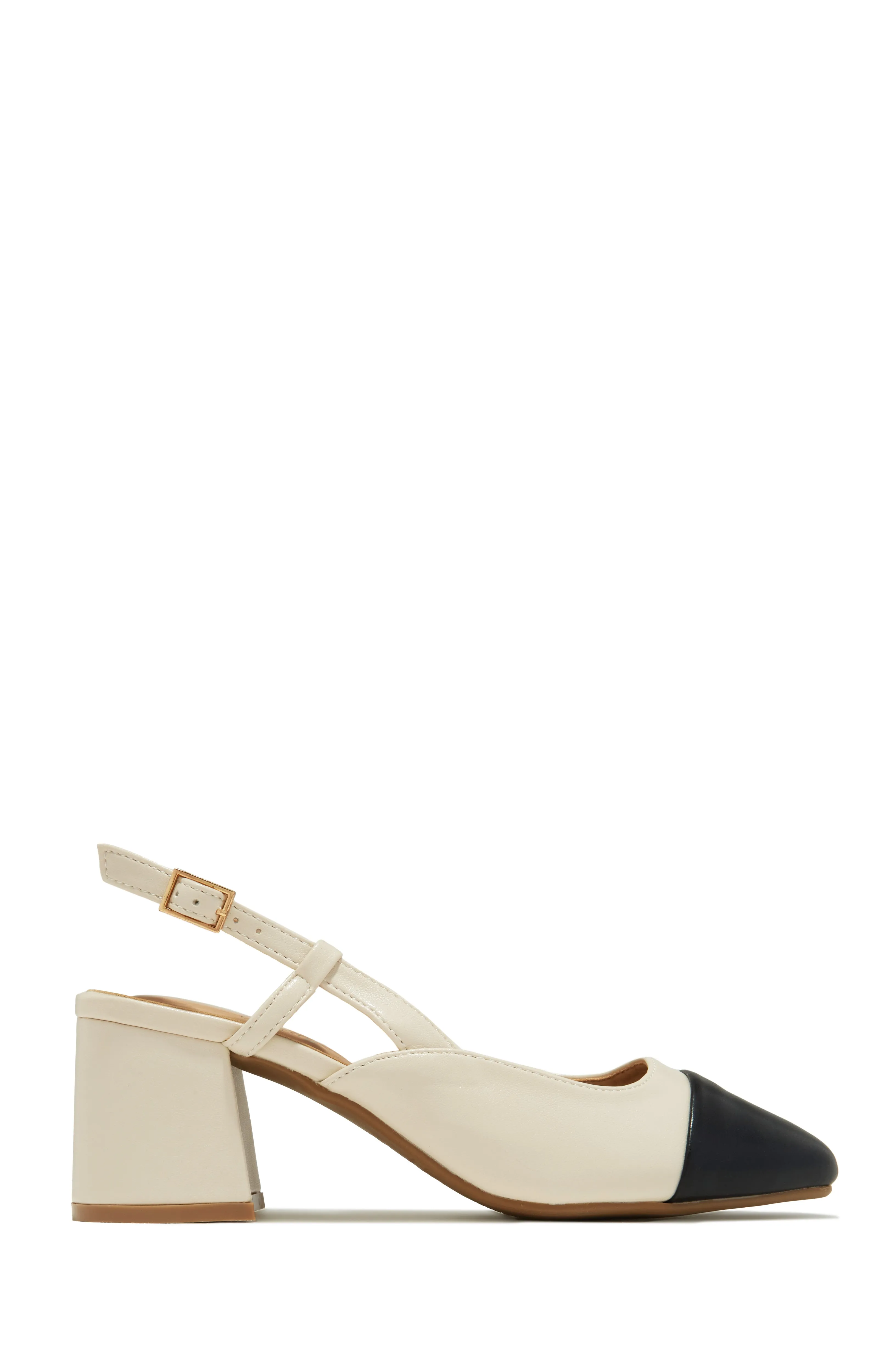 Irene Slingback Block Mid Heels - Ivory sold by Miss Lola product image thumbnail 3