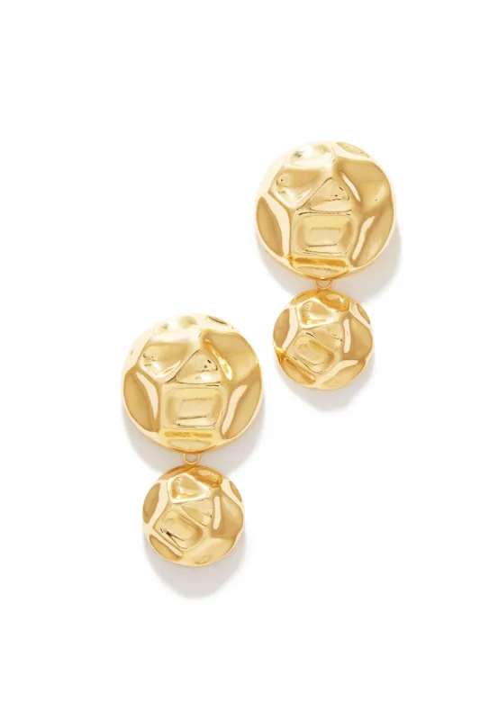 Emilia Embossed Dangle Statement Earring - Gold sold by Miss Lola