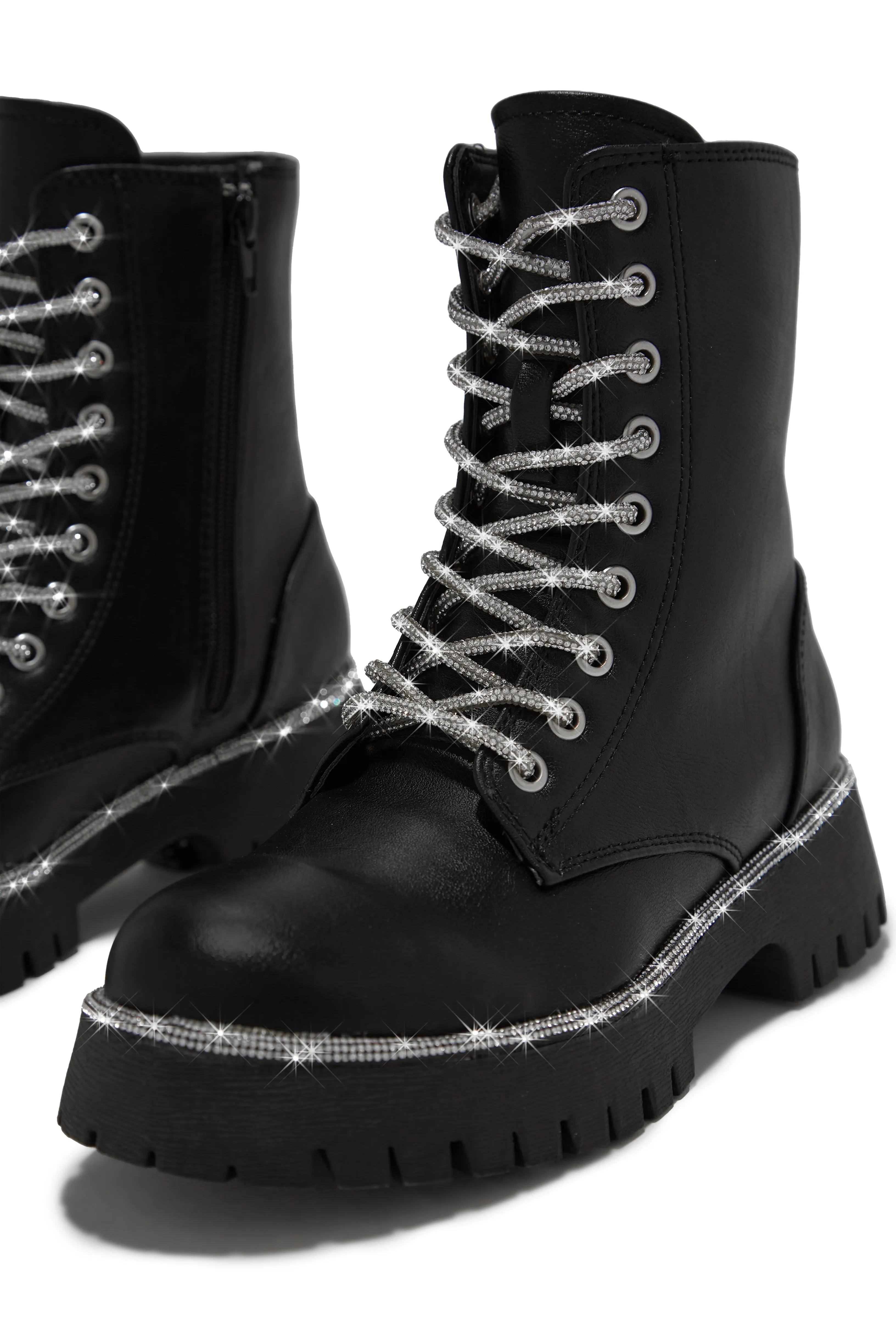 Anesia Embellished Combat Boots - Black sold by Miss Lola product image thumbnail 5