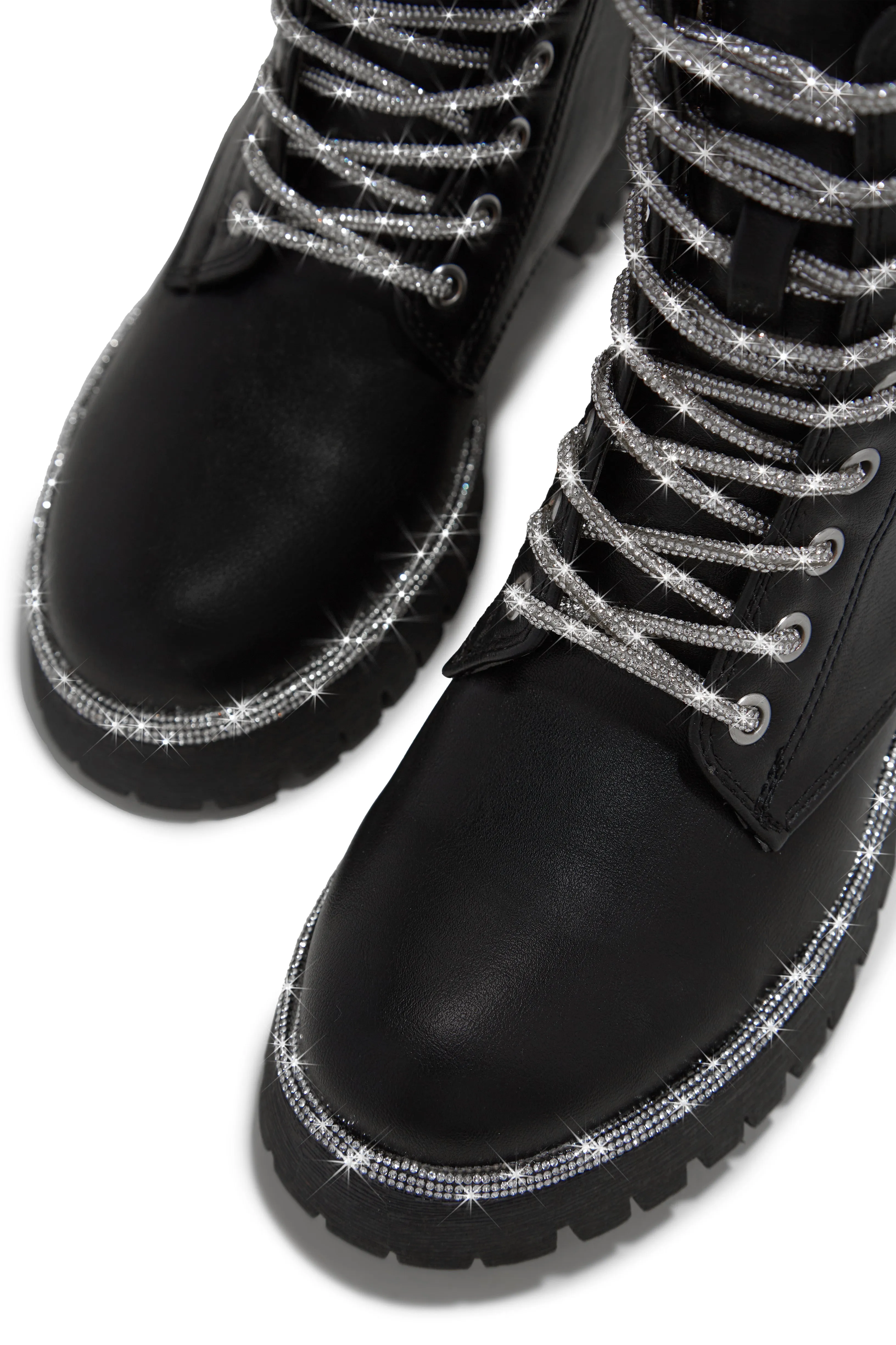Anesia Embellished Combat Boots - Black sold by Miss Lola product image thumbnail 4