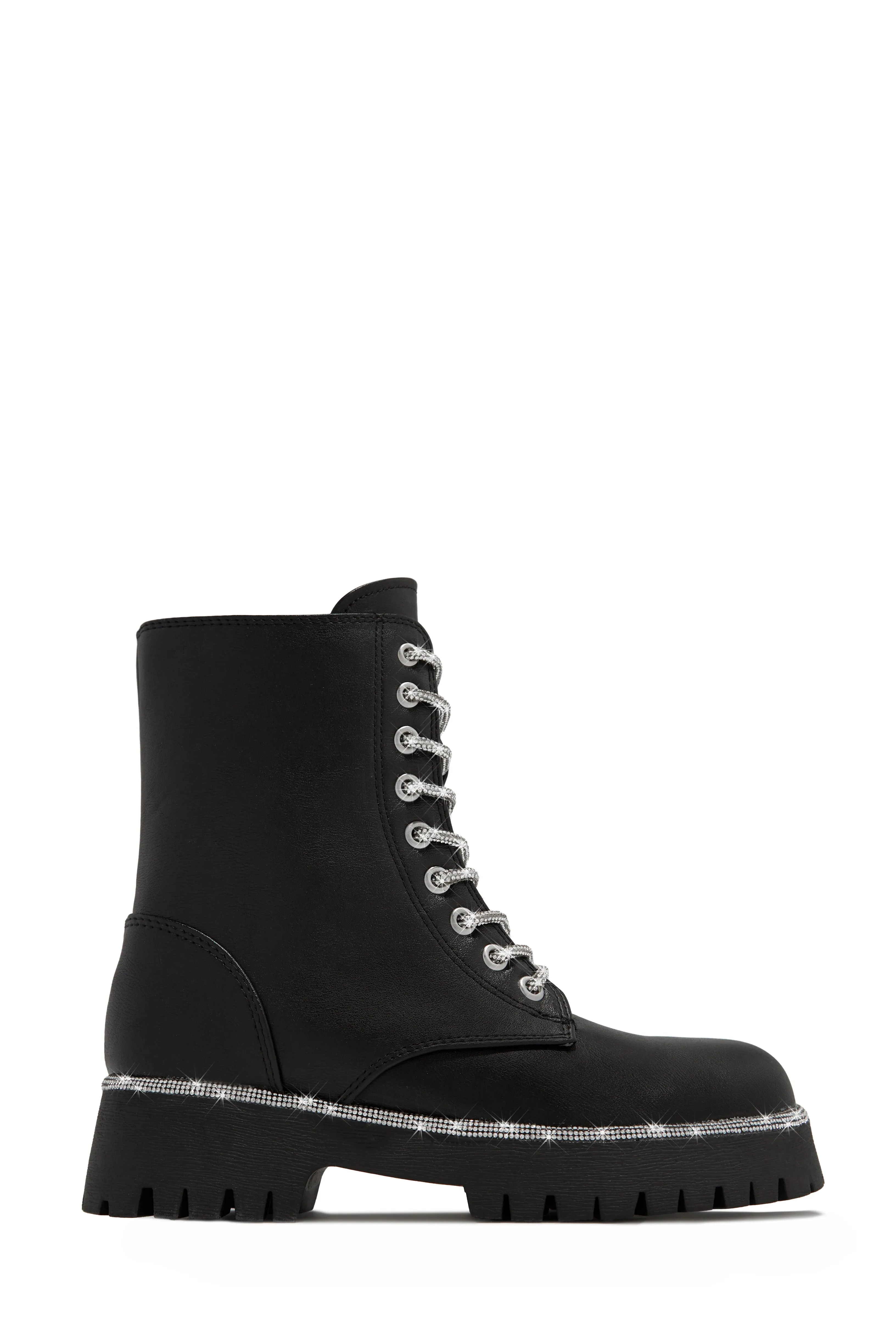 Anesia Embellished Combat Boots - Black sold by Miss Lola product image thumbnail 3