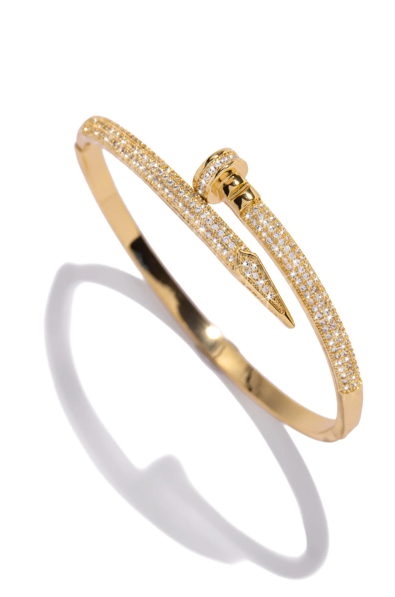 Dream Girl Gold Plated CZ Nail Bangle- Gold sold by Miss Lola product image thumbnail 3