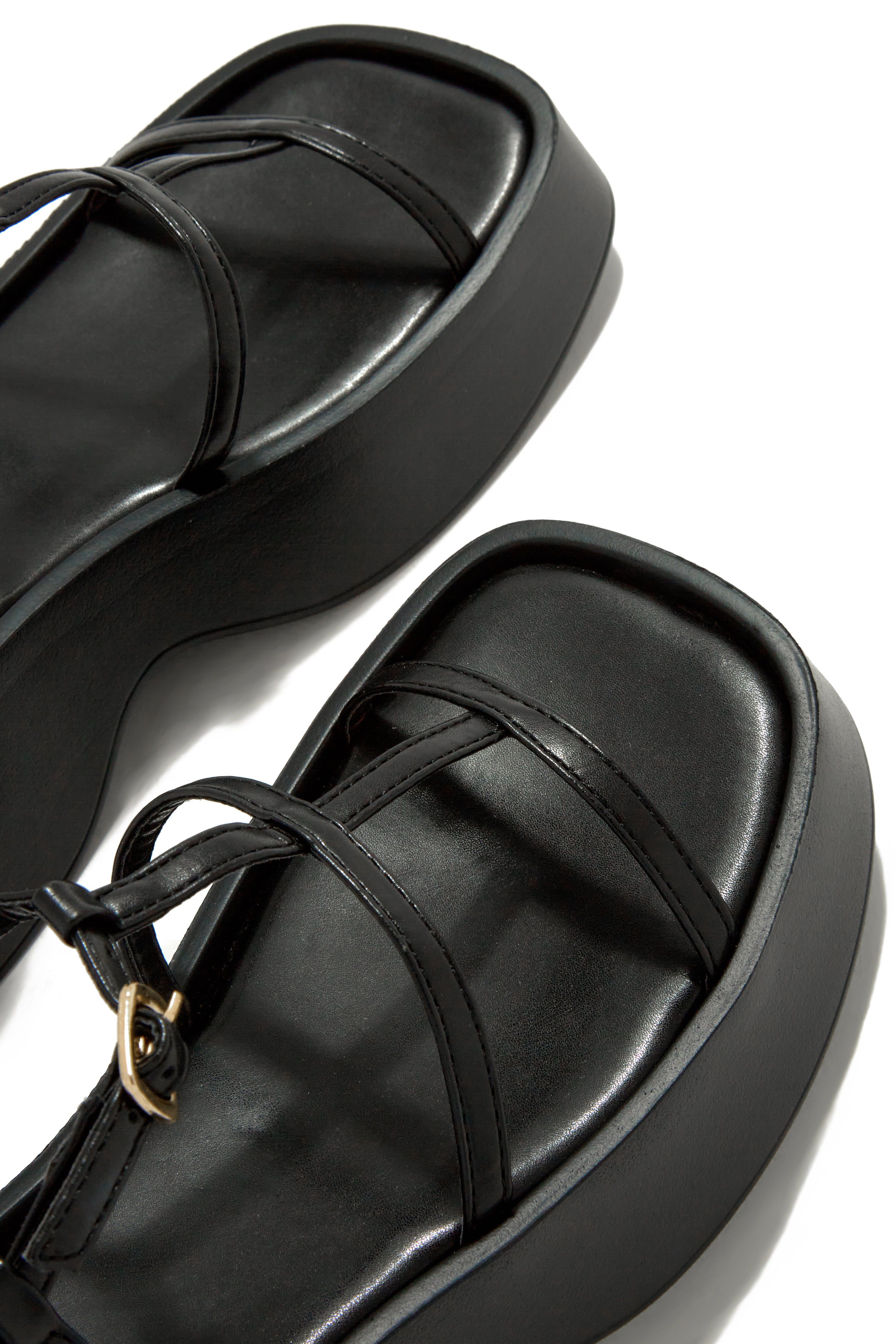 Beach Trip Flat Platform Sandals - Black sold by Miss Lola product image thumbnail 4