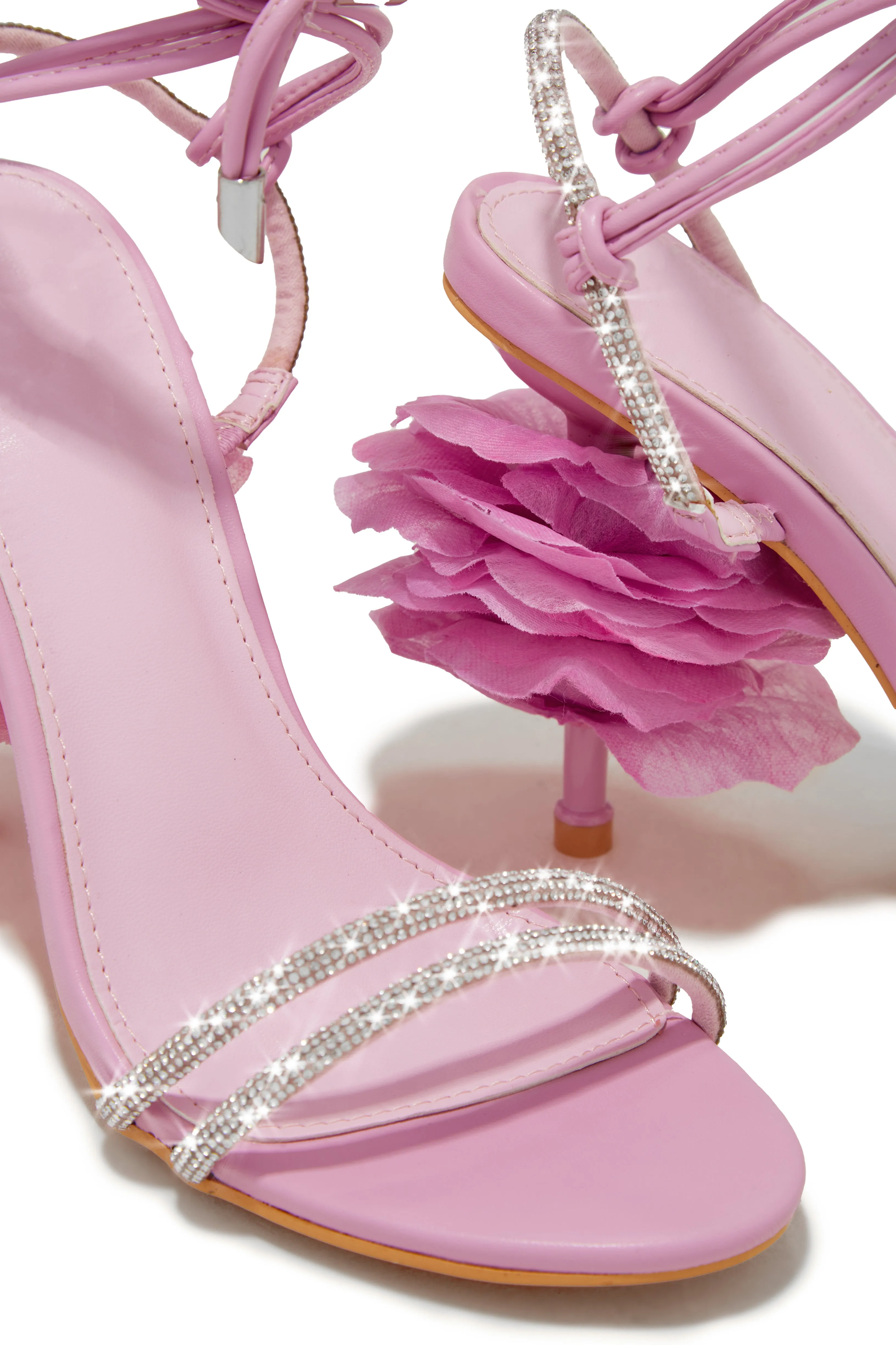 Alessia Lace Up Embellished Heels - Pink sold by Miss Lola product image thumbnail 2