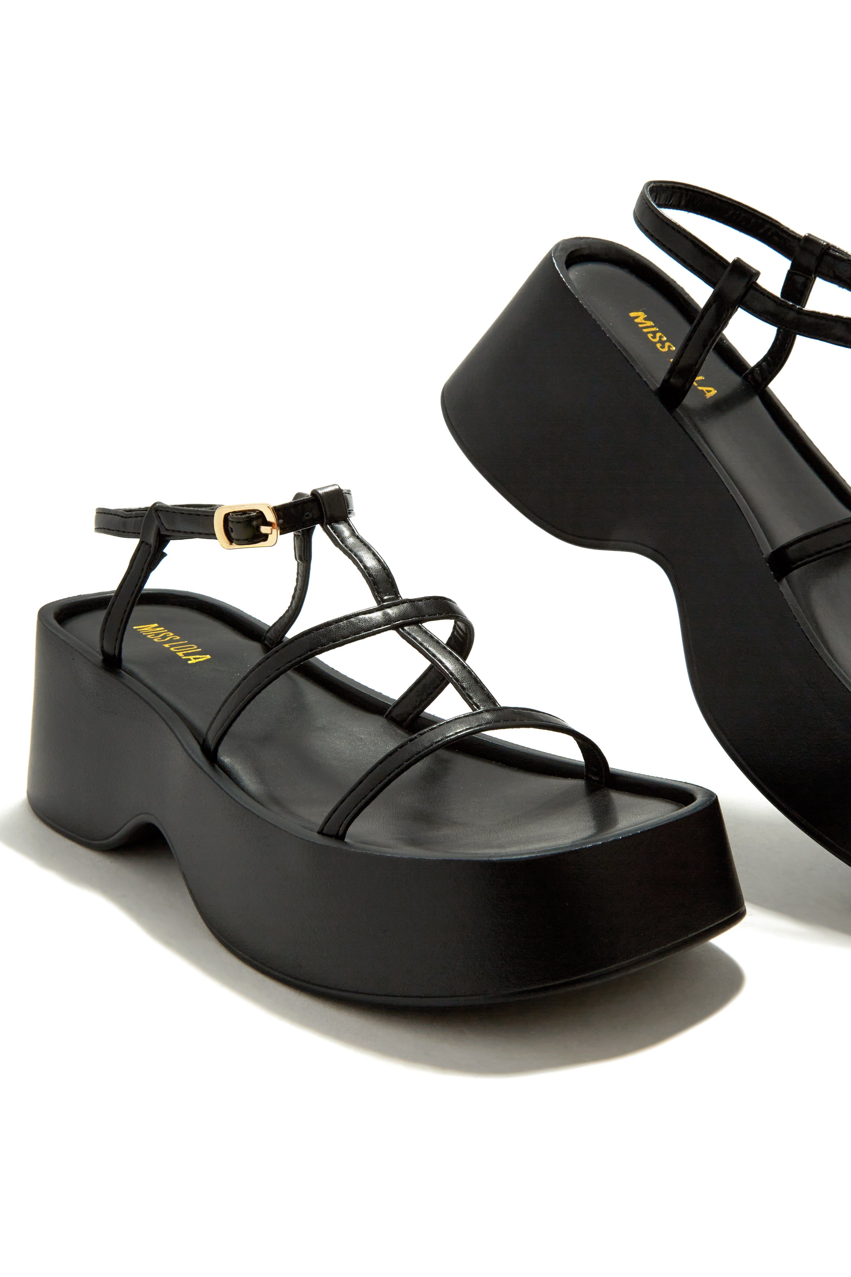 Beach Trip Flat Platform Sandals - Black sold by Miss Lola product image thumbnail 2