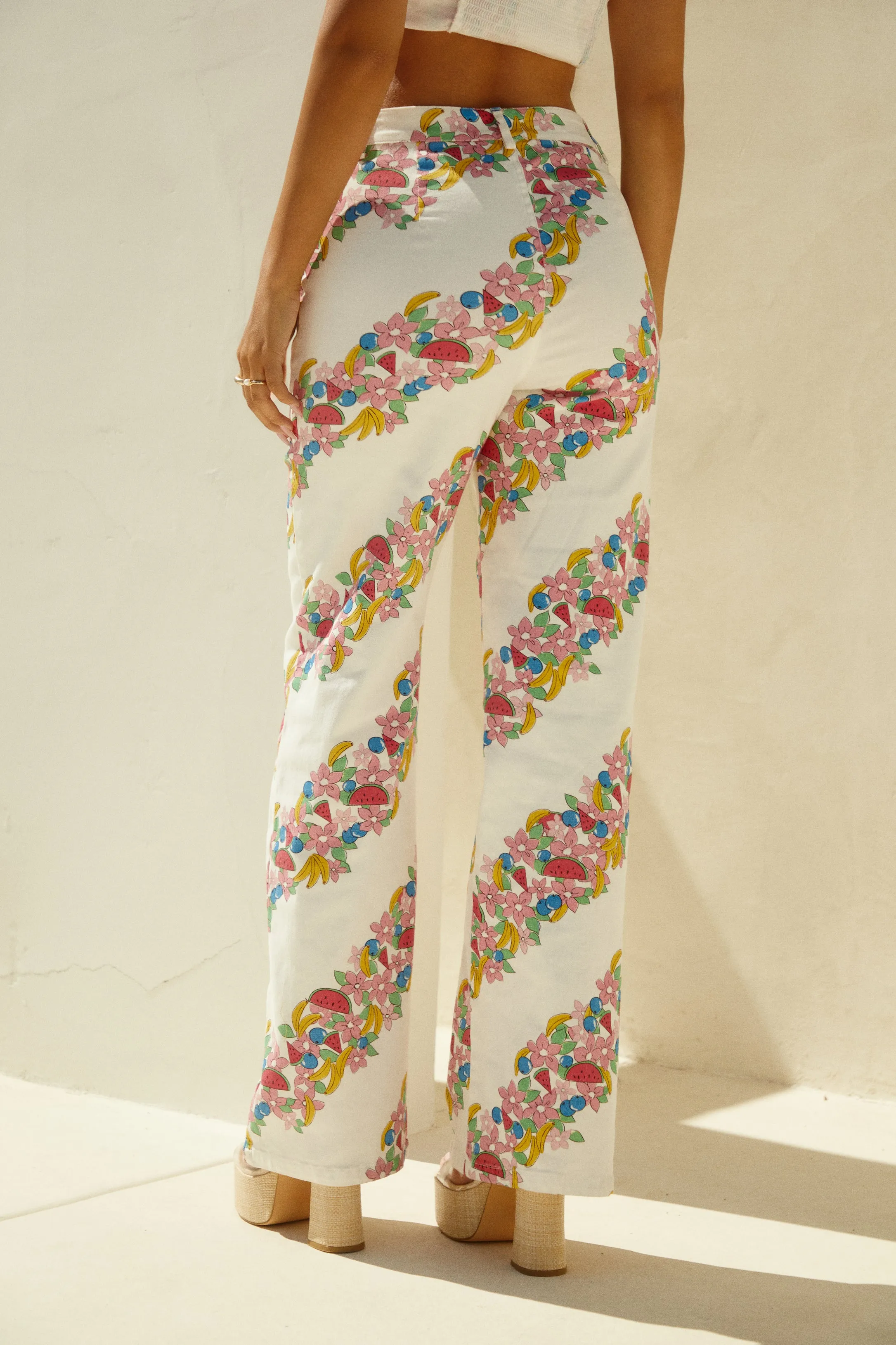Tropicana Denim High Waist Pant - White Print sold by Miss Lola product image thumbnail 5