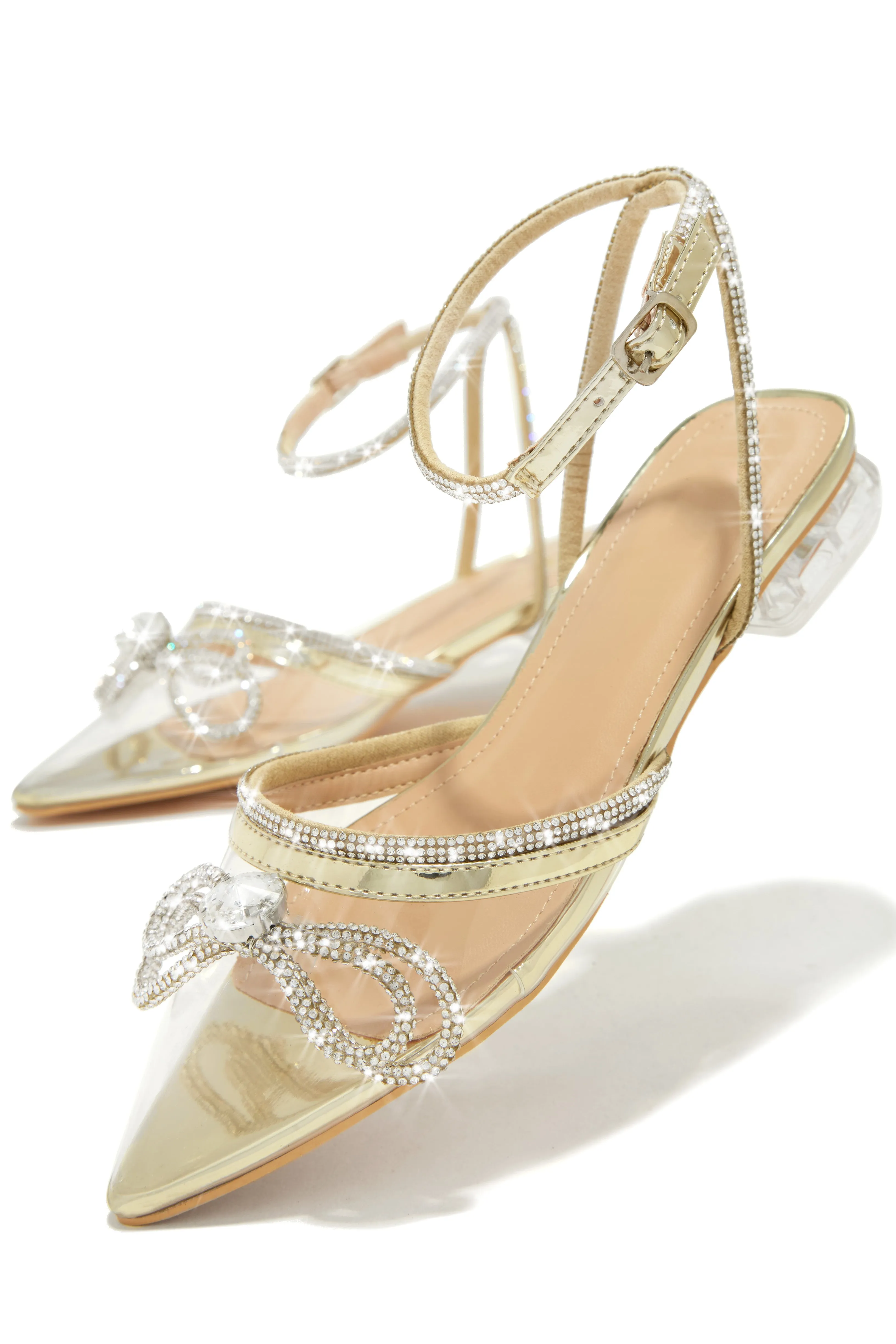 The Afterparty Embellished Pointed Toe Flats - Gold sold by Miss Lola