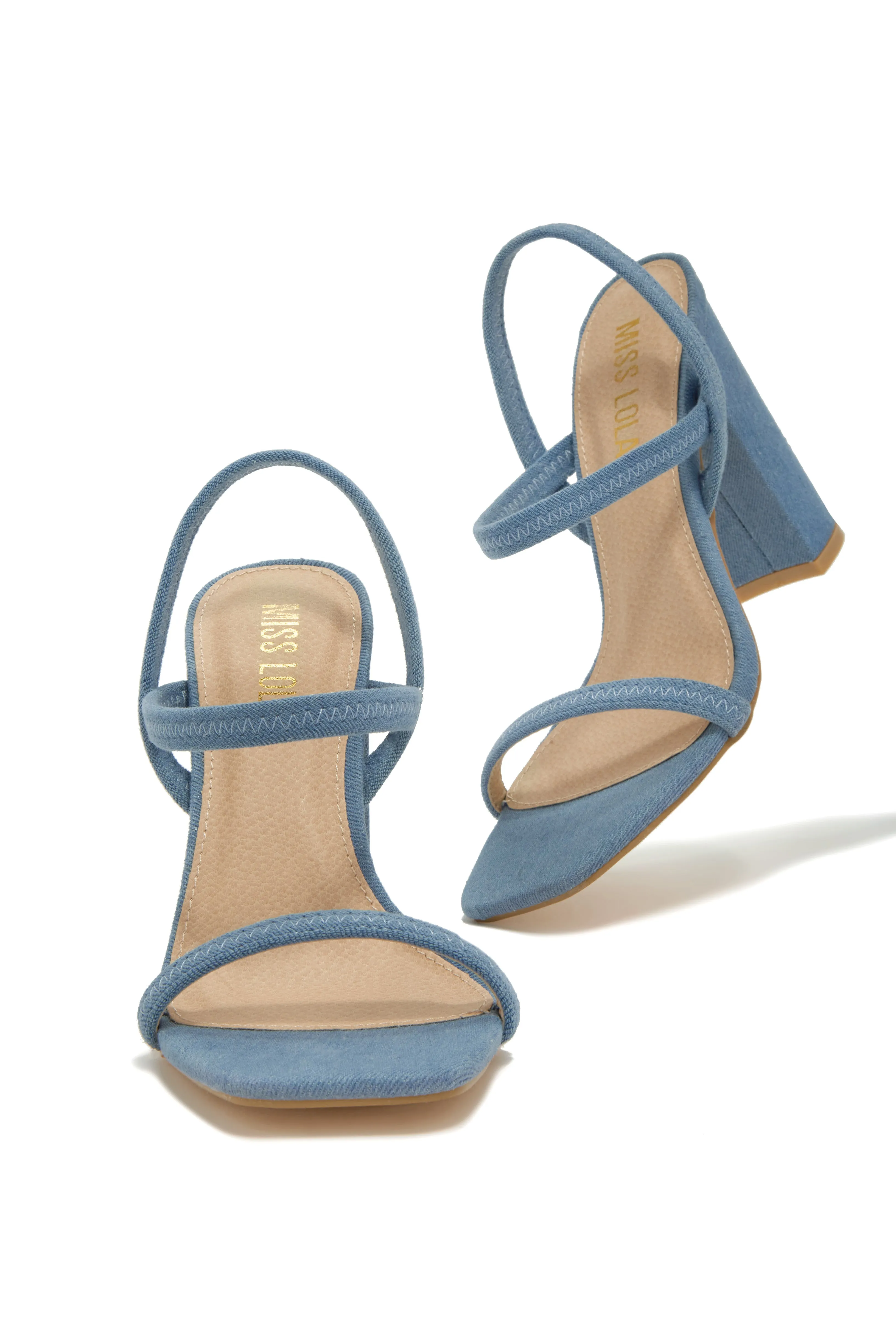 Emerie Slingback Block High Heels - Denim sold by Miss Lola product image thumbnail 4