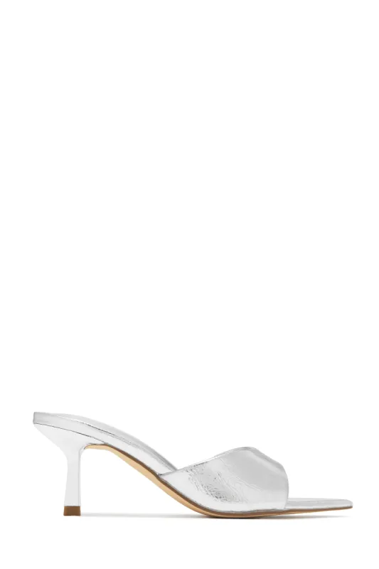 Zariah Mule Heel Pumps - Silver sold by Miss Lola