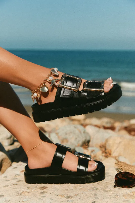 Arani Chunky Slip On Sandals - Black sold by Miss Lola