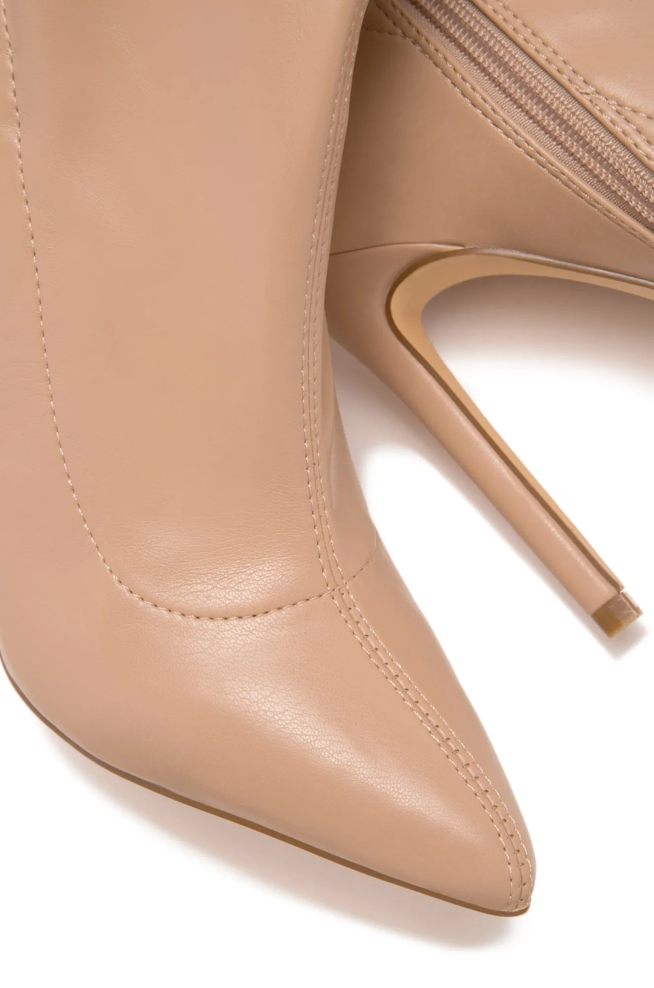 Groundbreaking Over The Knee High Heel Boots - Nude PU sold by Miss Lola product image thumbnail 5