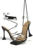 About Love Embellished Lace Up High Heels - Black sold by Miss Lola
