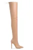 Groundbreaking Over The Knee High Heel Boots - Nude PU sold by Miss Lola