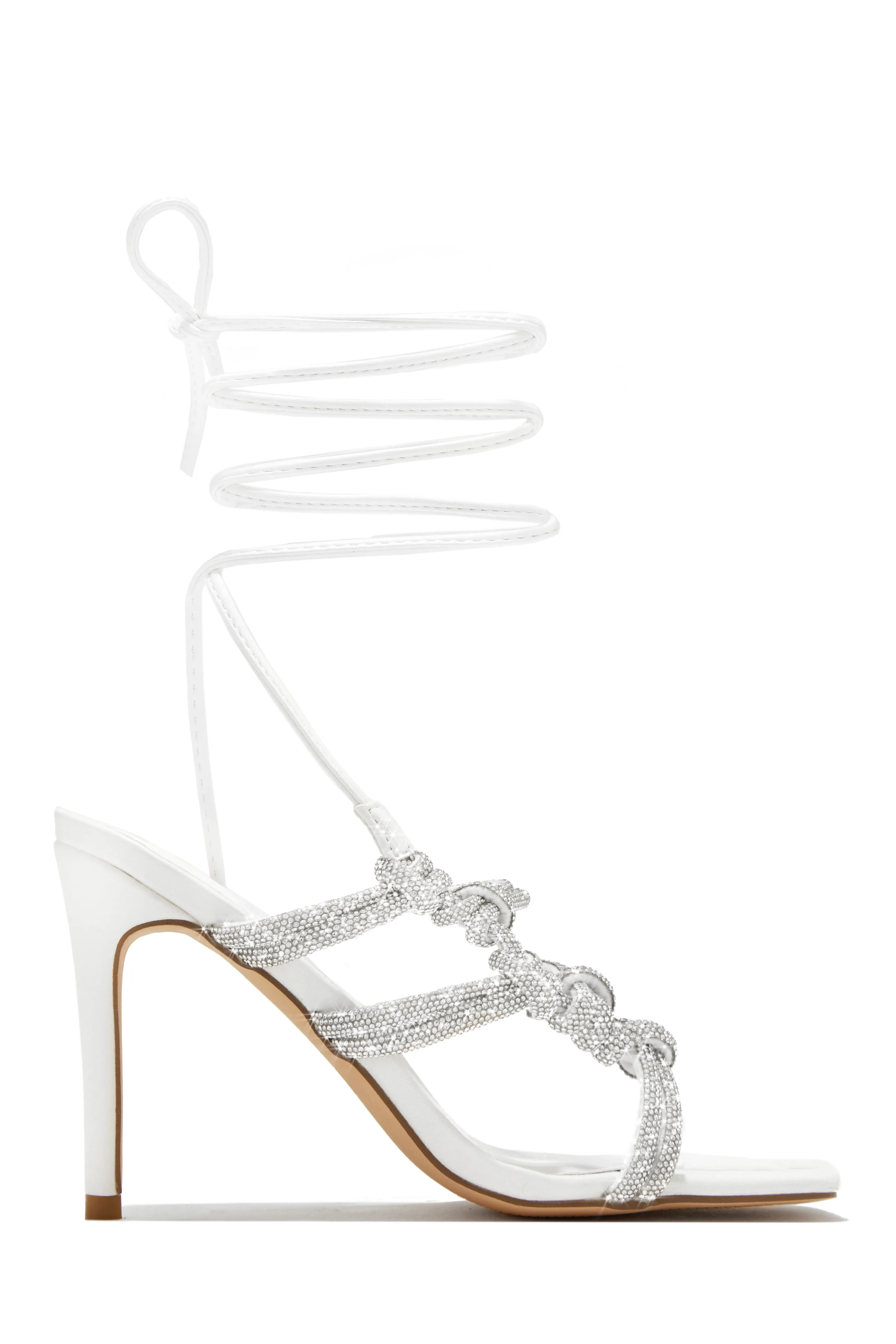 Party Girl Era Embellished Lace Up Heels - White sold by Miss Lola product image thumbnail 4